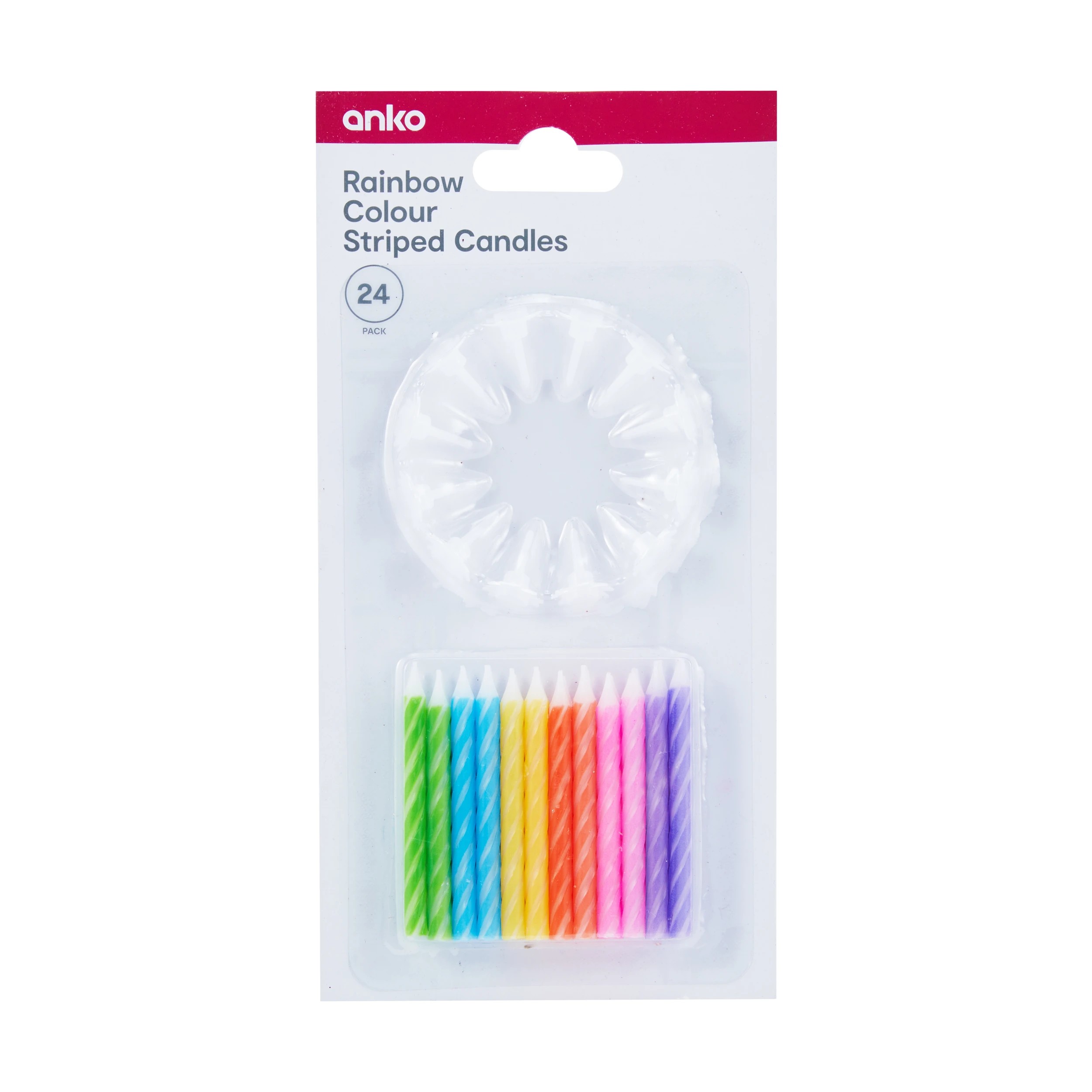 3 24 Pack Rainbow Colour Striped Candles, 3 of 3
