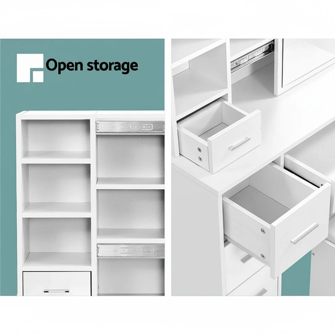 8 Artiss Dressing Table Stool Set Sliding Mirror - White, 8 of 8