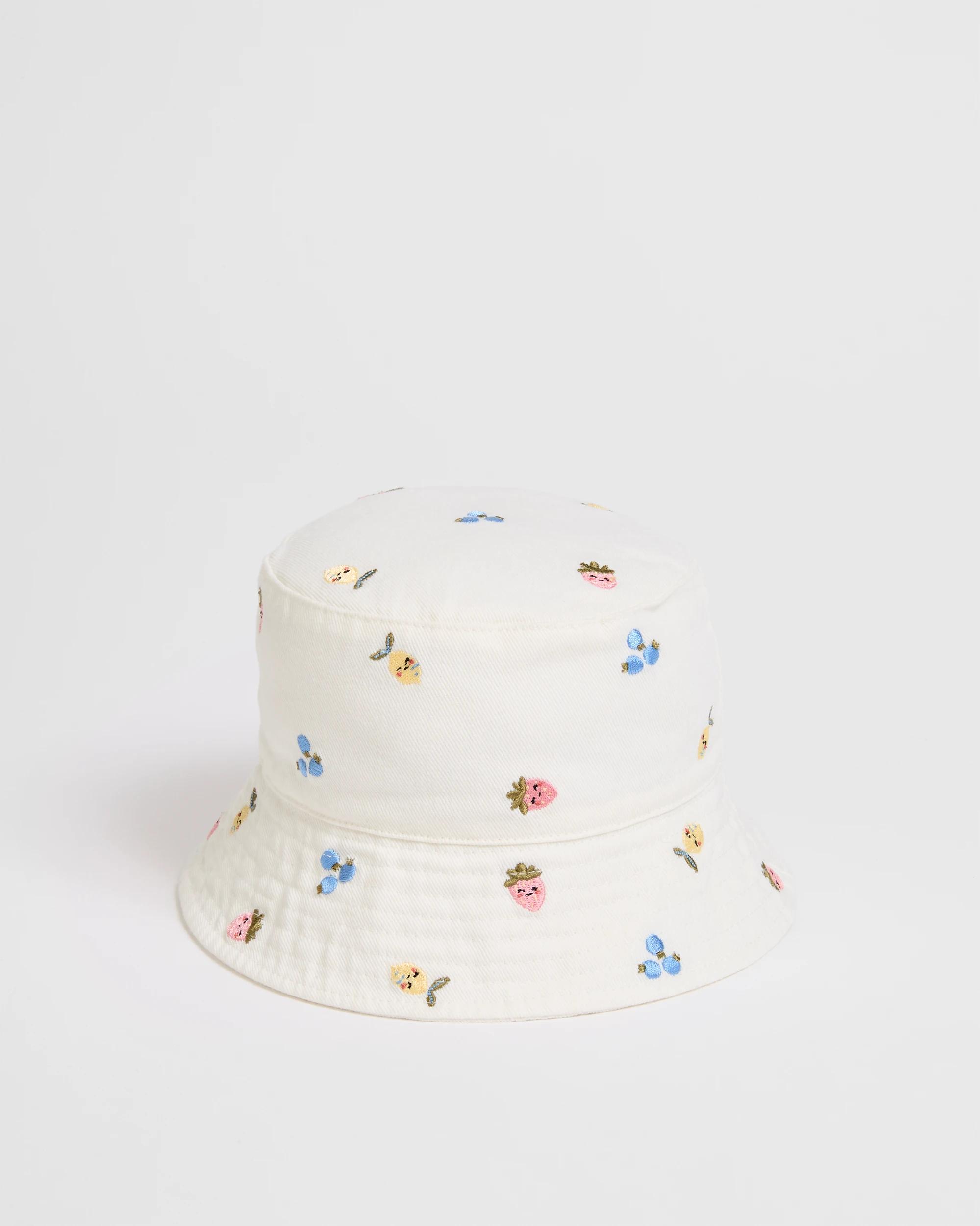 1 Target Baby Embroidered Bucket Hat FRUITS CREAM, 1 of 2