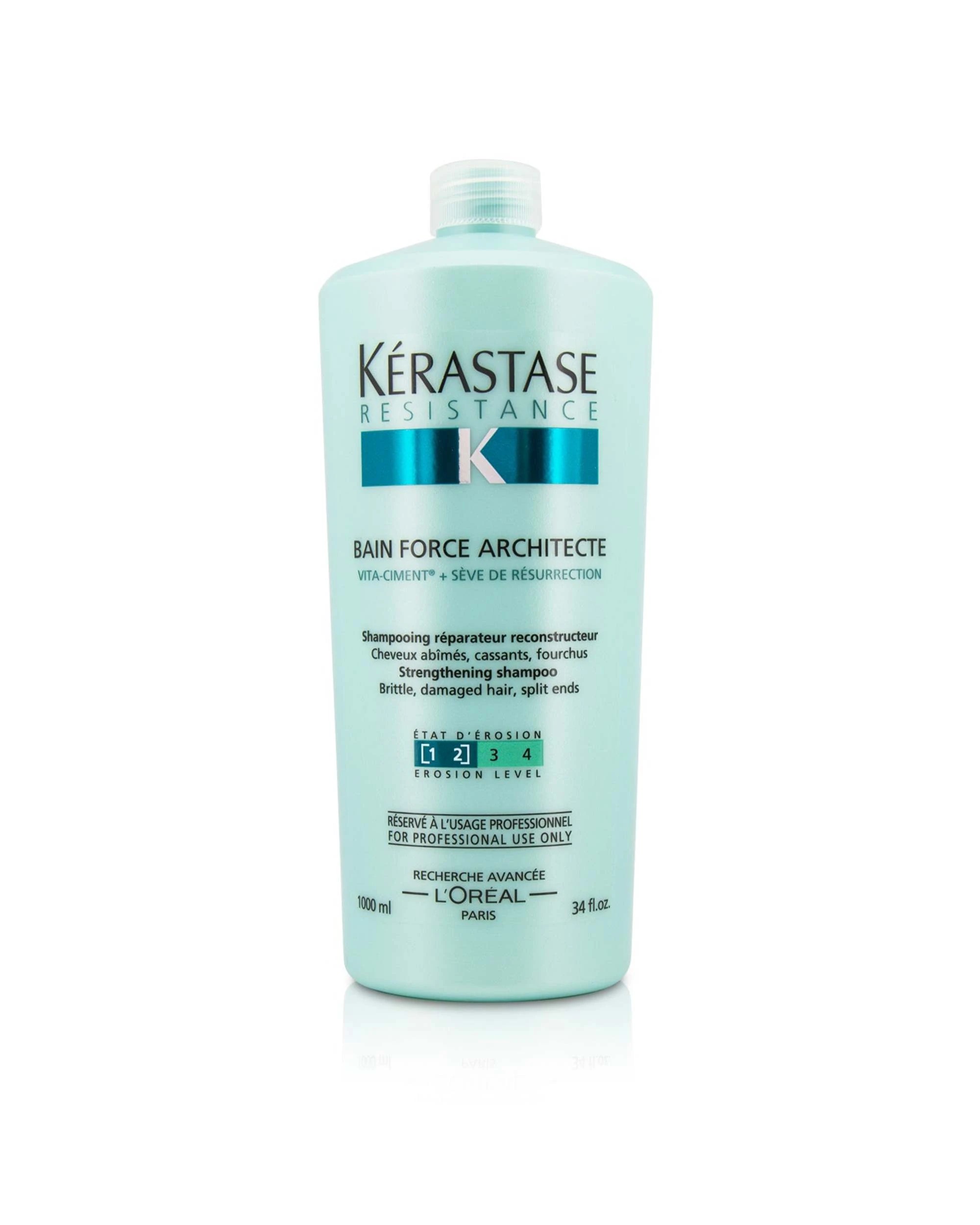 1 Kerastase Resistance Bain Force Architecte Strengthening Shampoo (For Brittle, Damaged Hair, Split Ends)  1000ml/34oz, 1 of 4