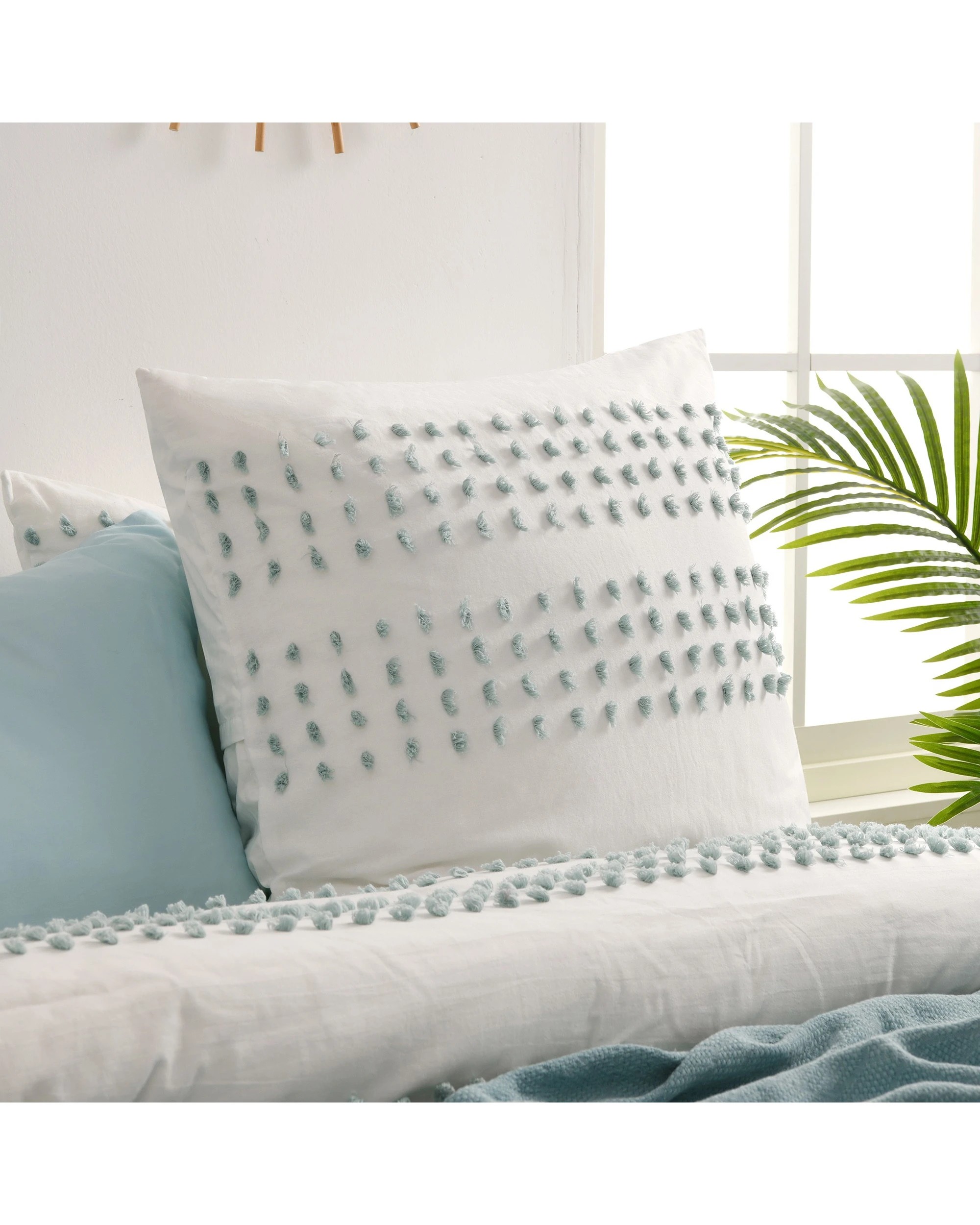 8 Dreamaker Clovelly Tufted Stripe European Pillowcase - Seafoam Blue, 8 of 8