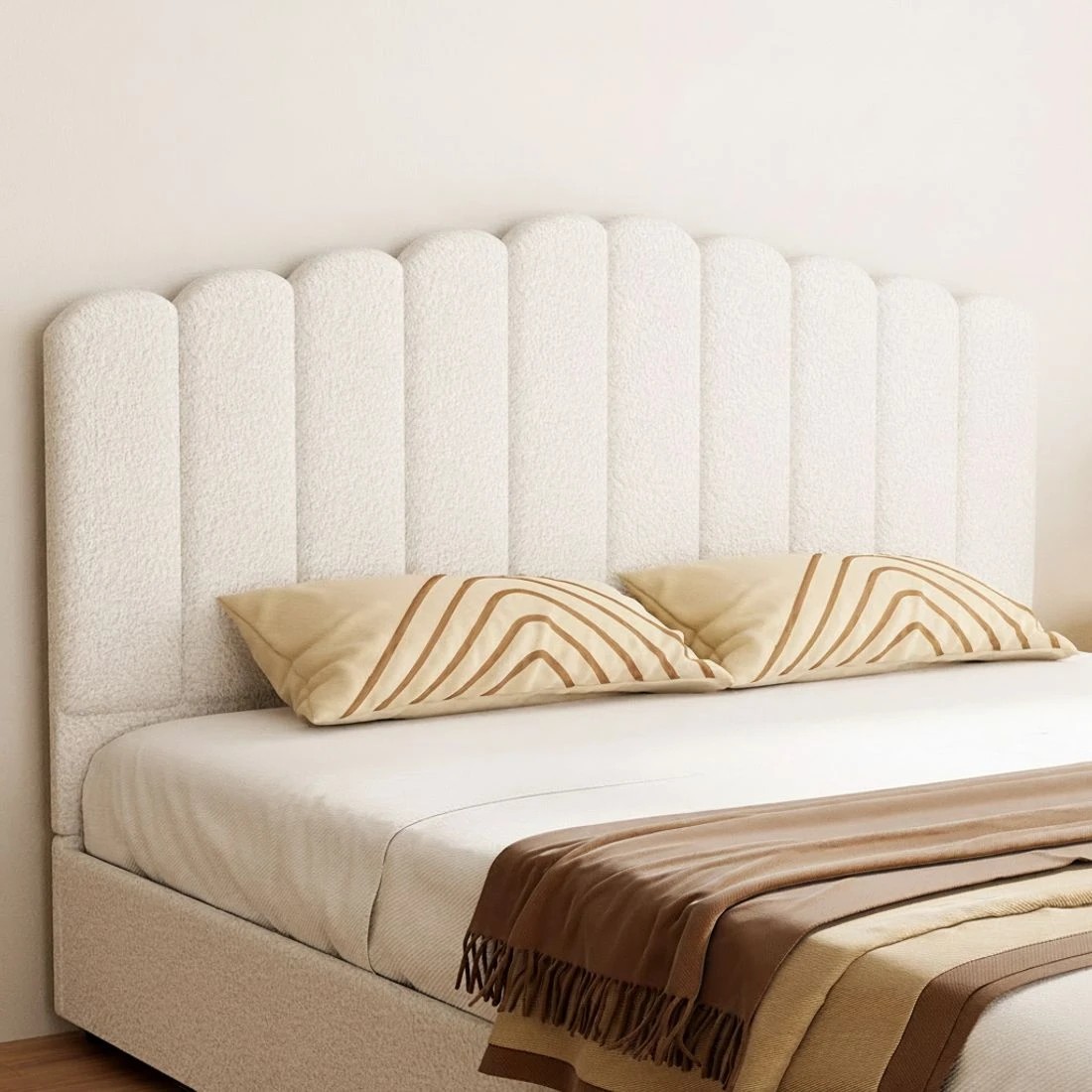 5 Artiss Bed Frame King Size Boucle FION - White, 5 of 5