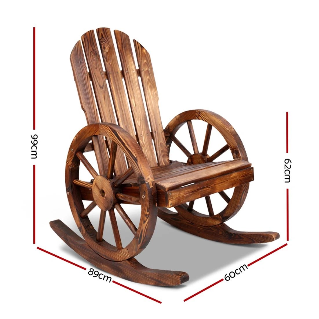 2 Gardeon Rocking Chairs en Wagon Chair Outdoor Furniture Lounge Patio Garden - Brown, 2 of 5