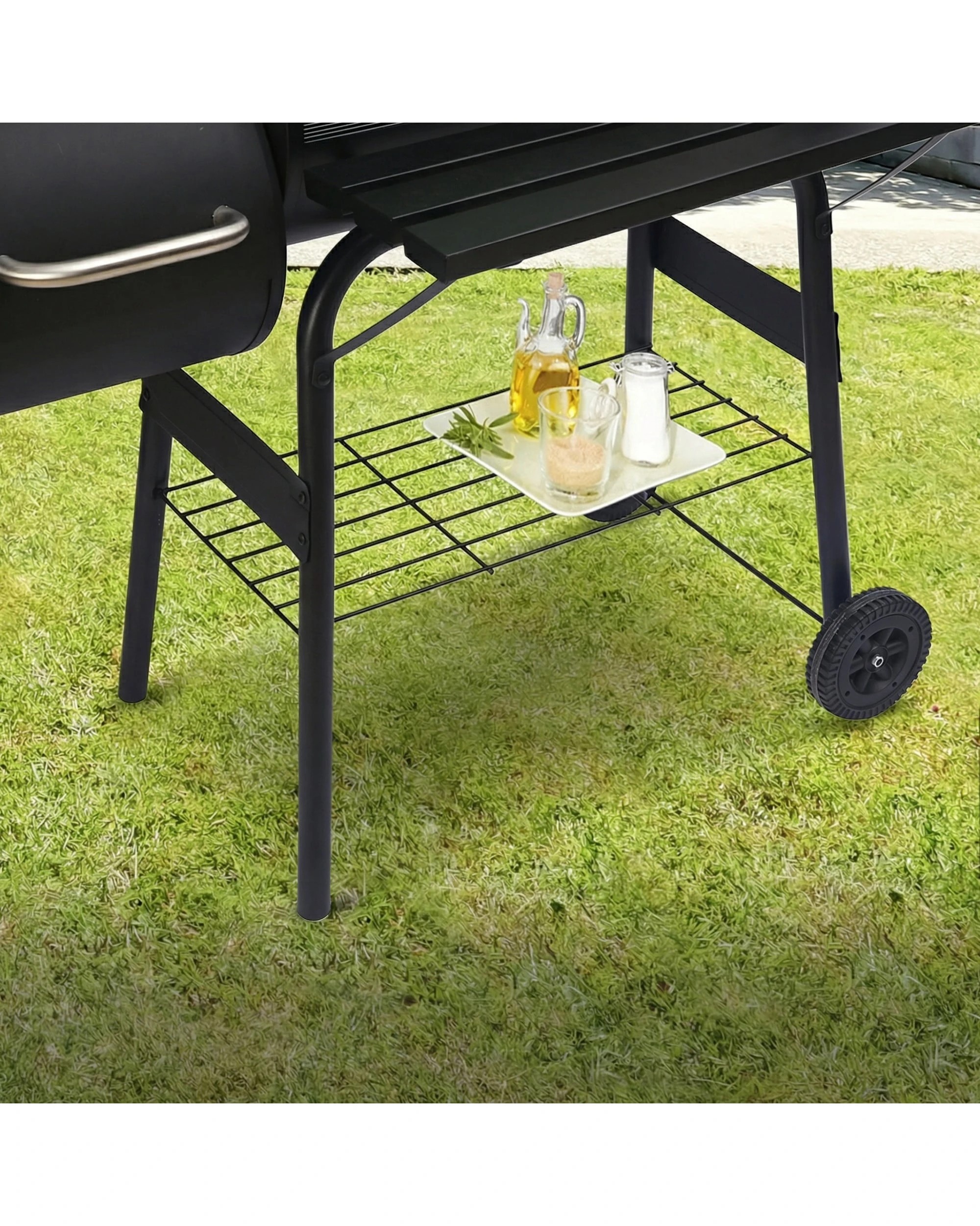 10 Wallaroo 2in1 Portable Barbecue Grill Offset Smoker Thermometer Work Shelf Outdoor BBQ Smoker - Black, 10 of 10