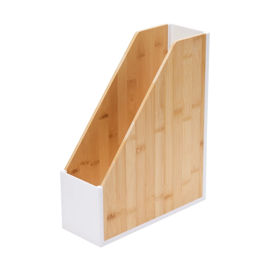 1 Bamboo and Plastic Magazine Holder - White, 1 of 7