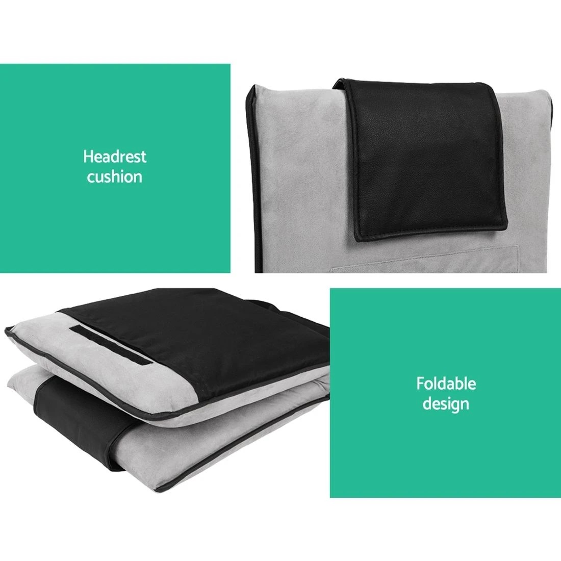 7 Artiss Floor Lounge Sofa Bed Floor Cushion  Velvet - Grey, 7 of 7