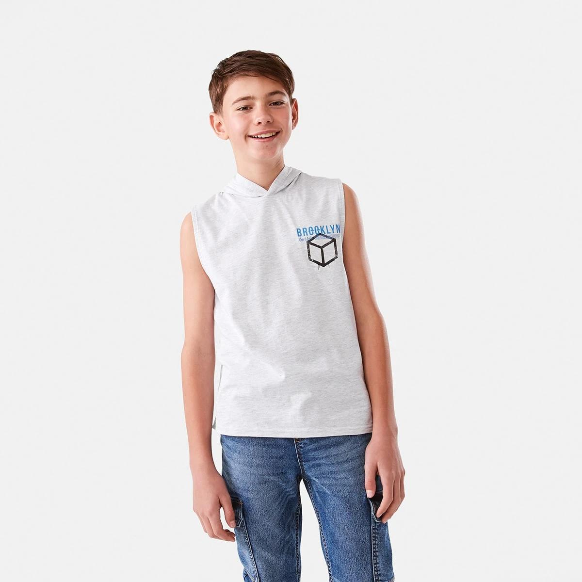 1 Sleeveless Hooded Graphic Muscle White Mrl, 1 of 9
