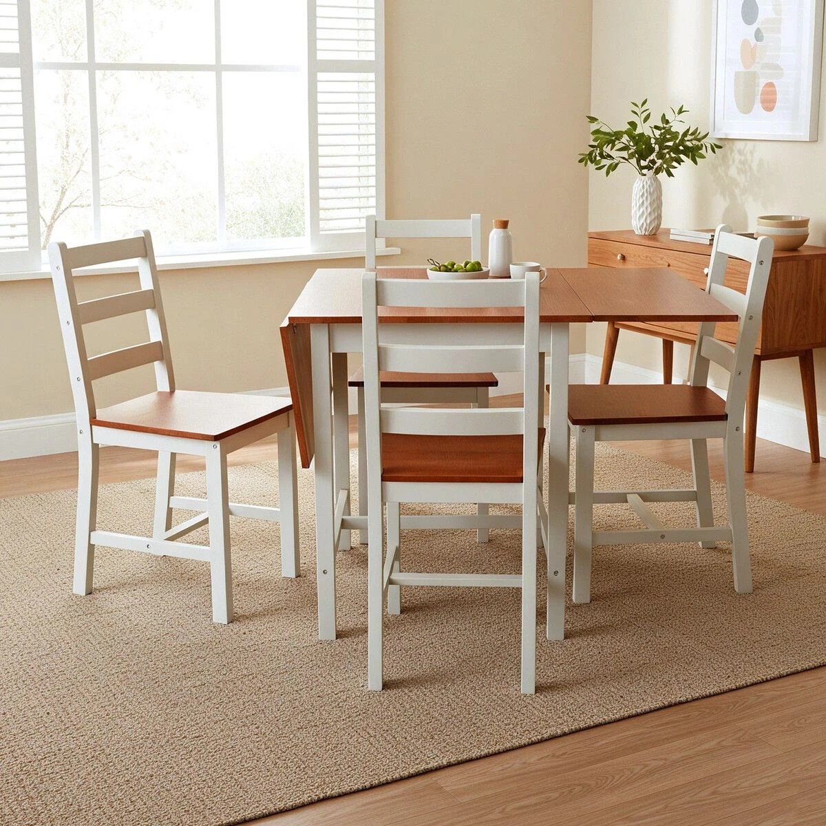 3 AUSWAY Folding Dining Table and Chairs Set Wooden Extendable, 3 of 6
