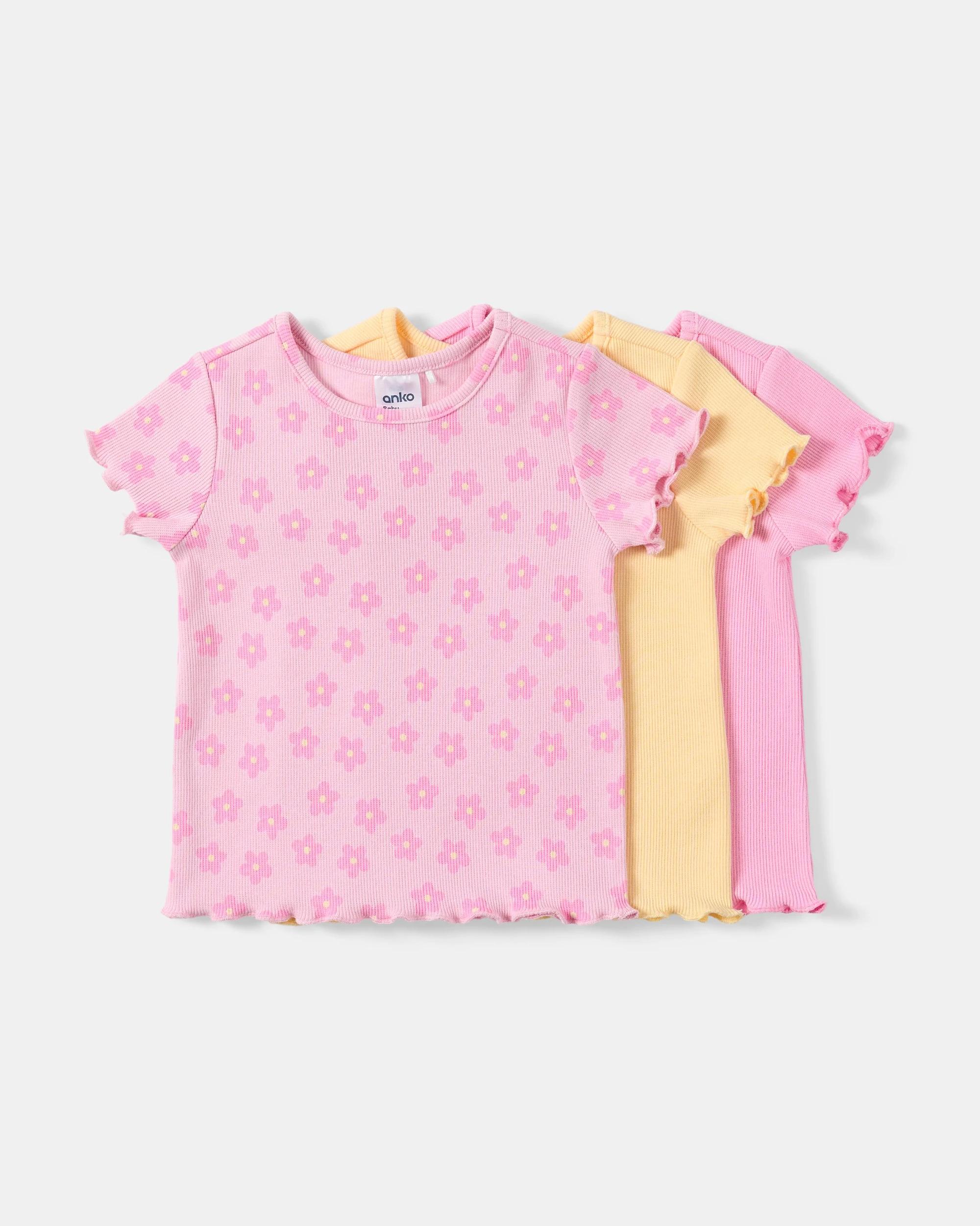 1 3 Pack Short Sleeve Ribbed T-shirt Hello Plp, 1 of 8