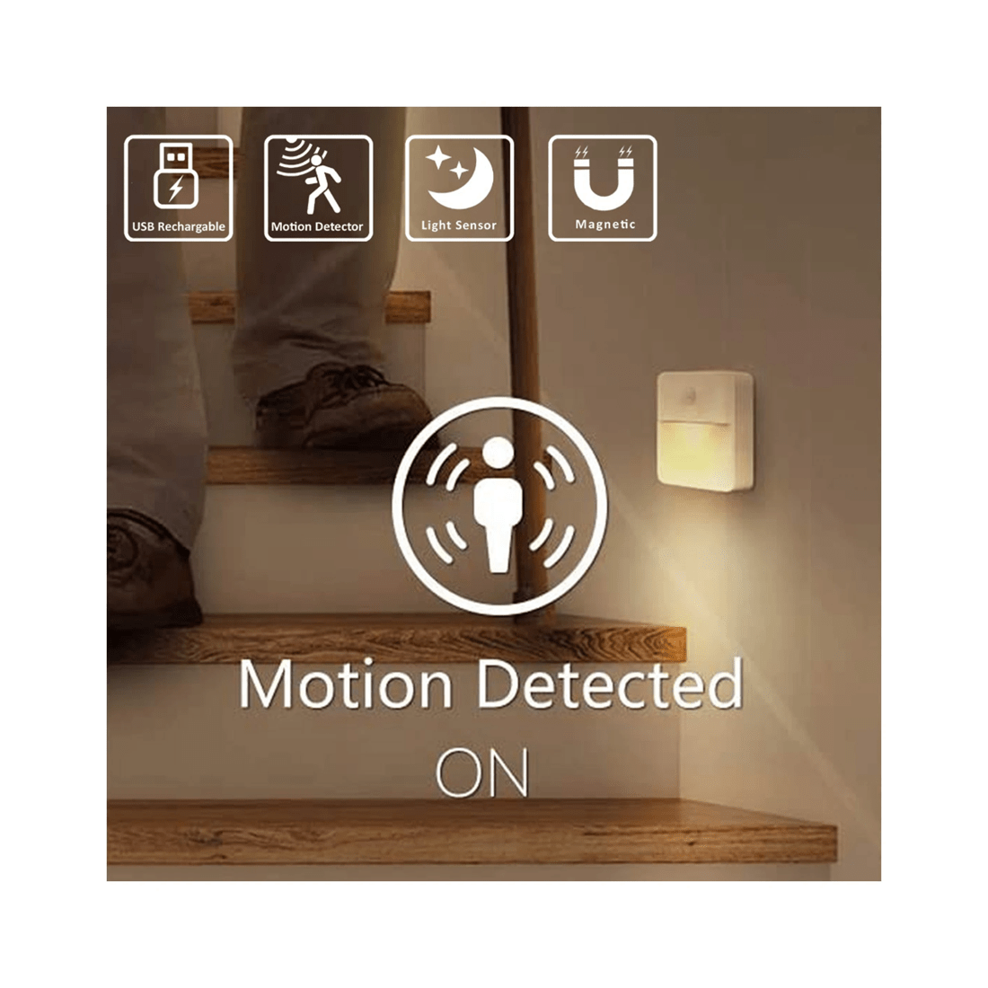 1 Sansai Slimline Motion Sensor Rechargeable Night Light/lamp Home Decor/lighting
 - White, 1 of 2