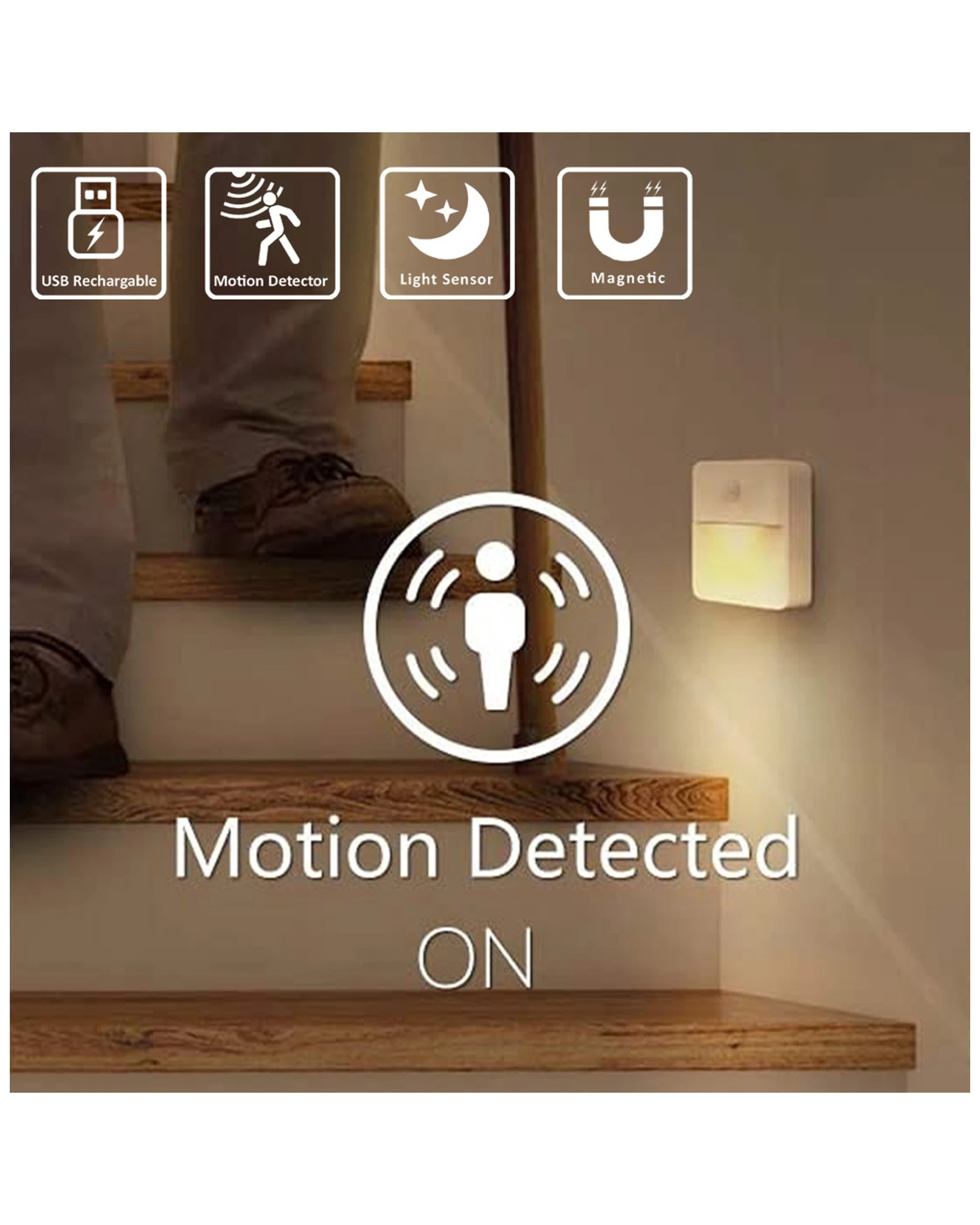 1 Sansai Slimline Motion Sensor Rechargeable Night Light/lamp Home Decor/lighting
 - White, 1 of 2