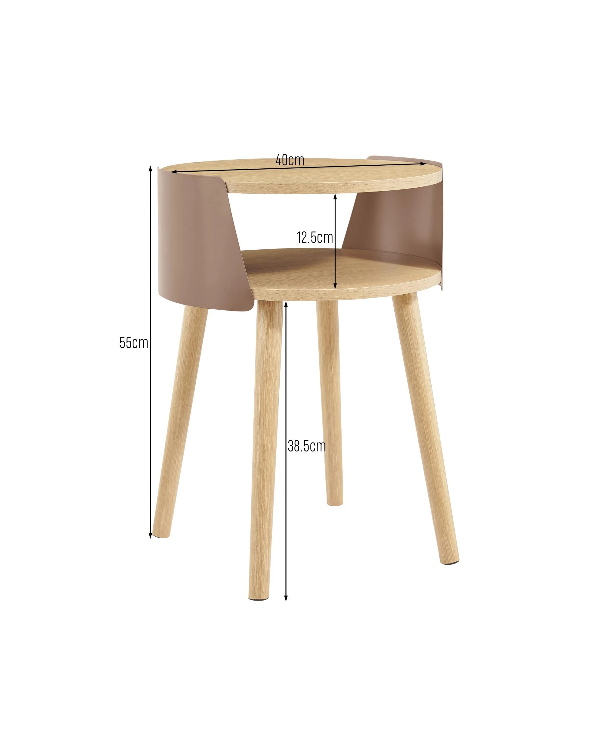 9 Kodu Side Table Bedside Shelf Round - Brown, 9 of 9