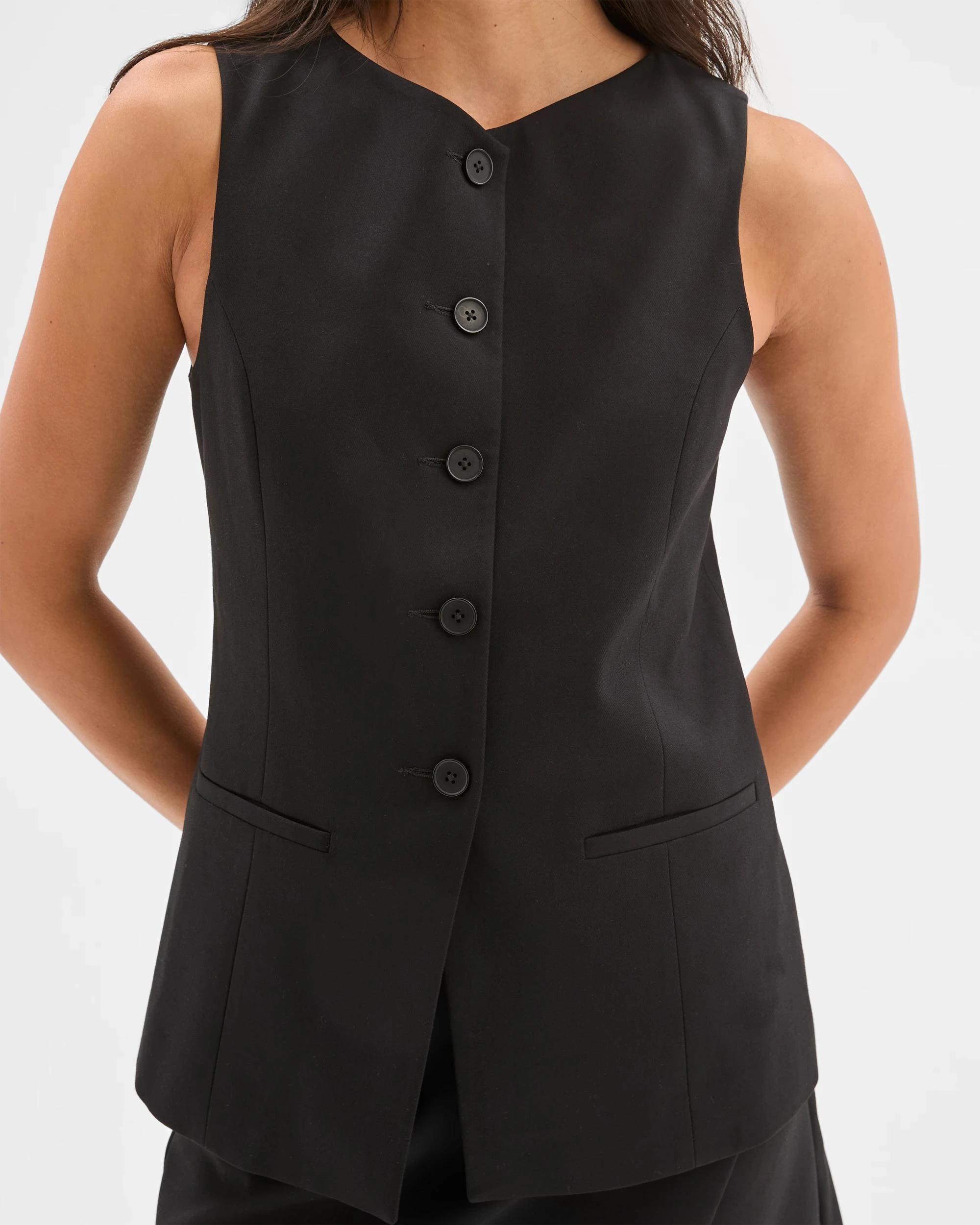 4 V-Neck Waistcoat - Preview BLACK, 4 of 6