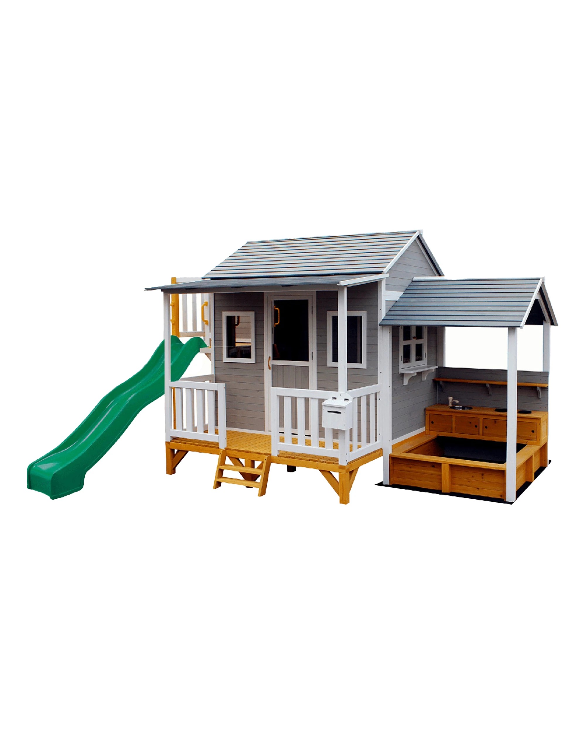 1 KIDZSHACK Delightful Kids Wooden Cubby House Mud Kitchen Slide Fort 3y+ - Green, 1 of 3