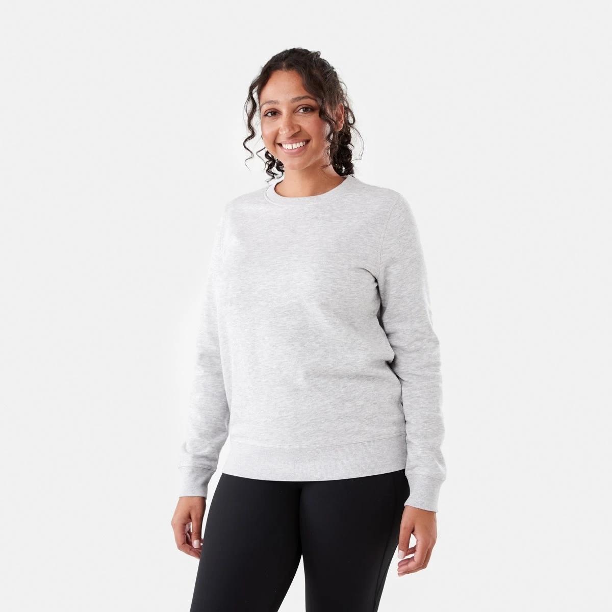 2 Active Womens Basic Crew Sweatshirt SOFT GREY MARLE, 2 of 5