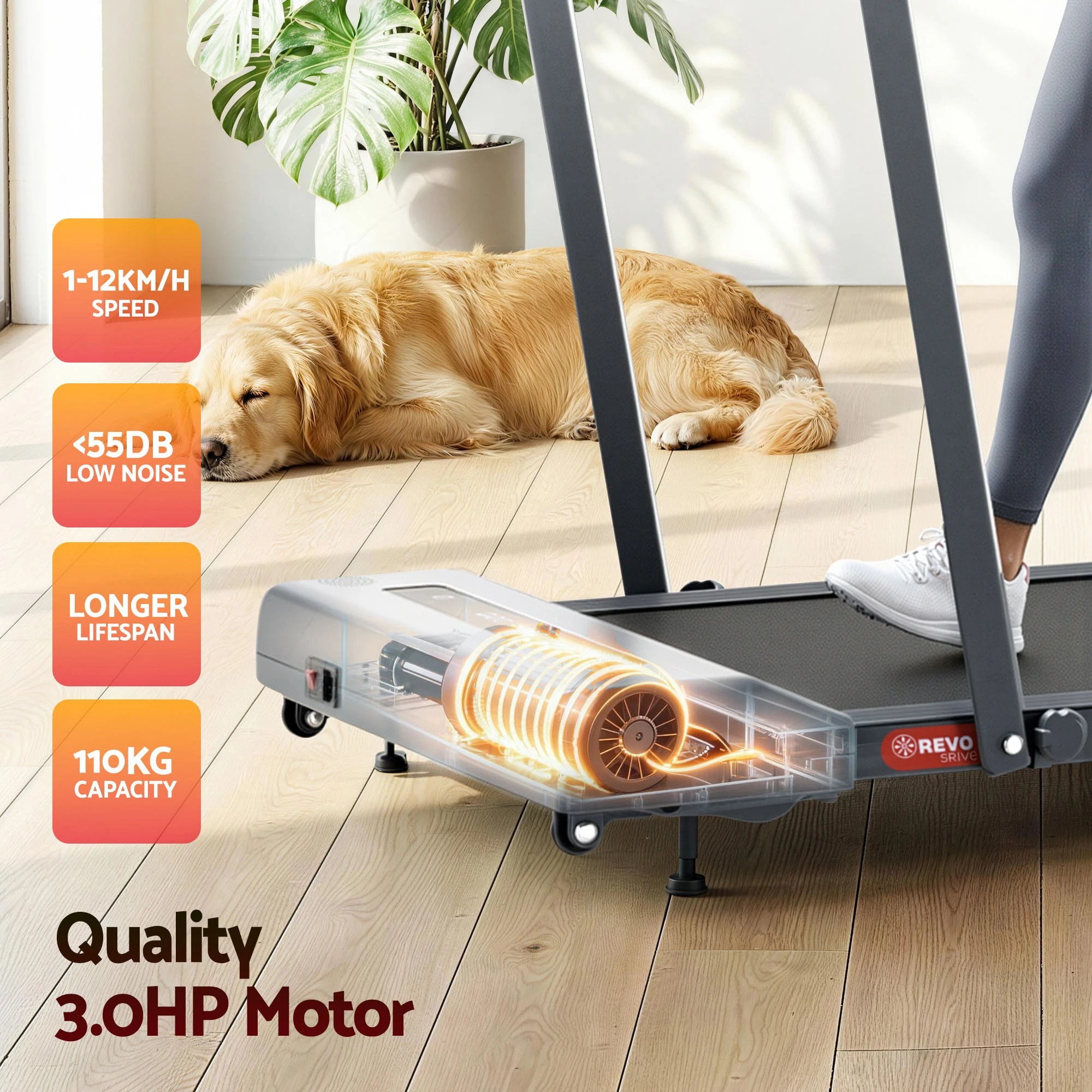 8 Everfit Treadmill Electric Walking Pad - Grey, 8 of 10