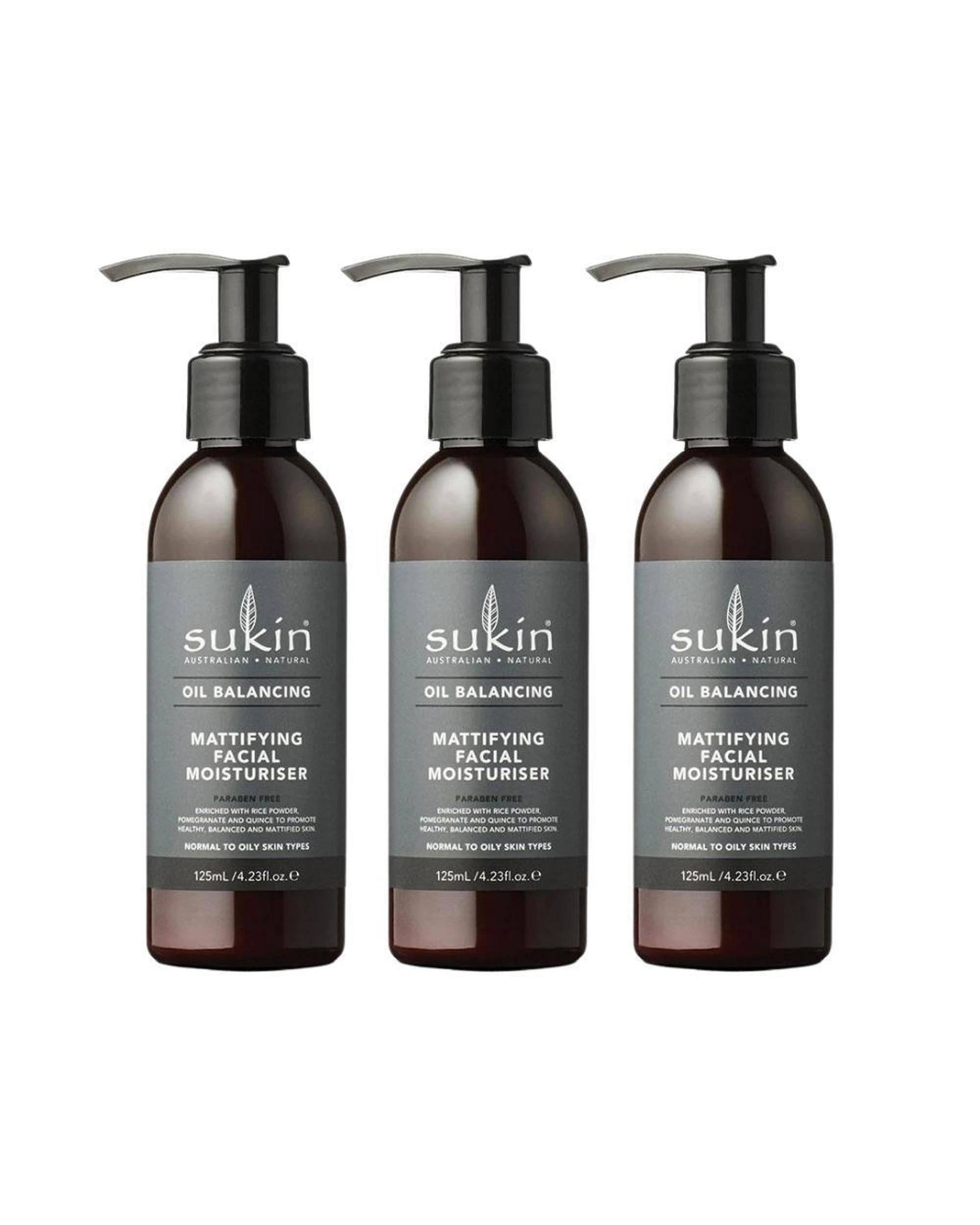1 3 x Sukin Oil Balancing Mattifying Facial Moisturiser 125mL, 1 of 1