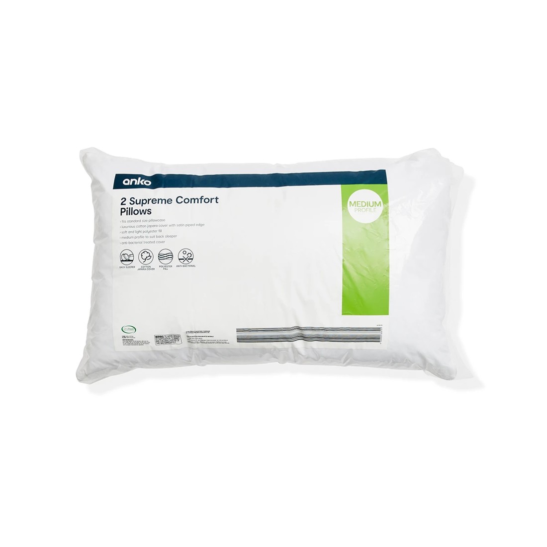 1 2 Pack Supreme Comfort Pillows - Medium Profile, White, 1 of 6