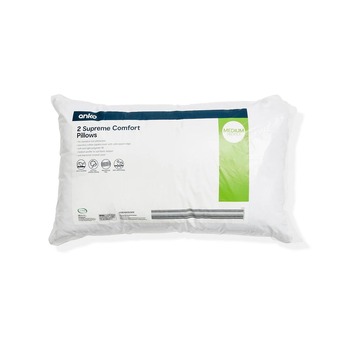 1 2 Pack Supreme Comfort Pillows - Medium Profile, White, 1 of 6