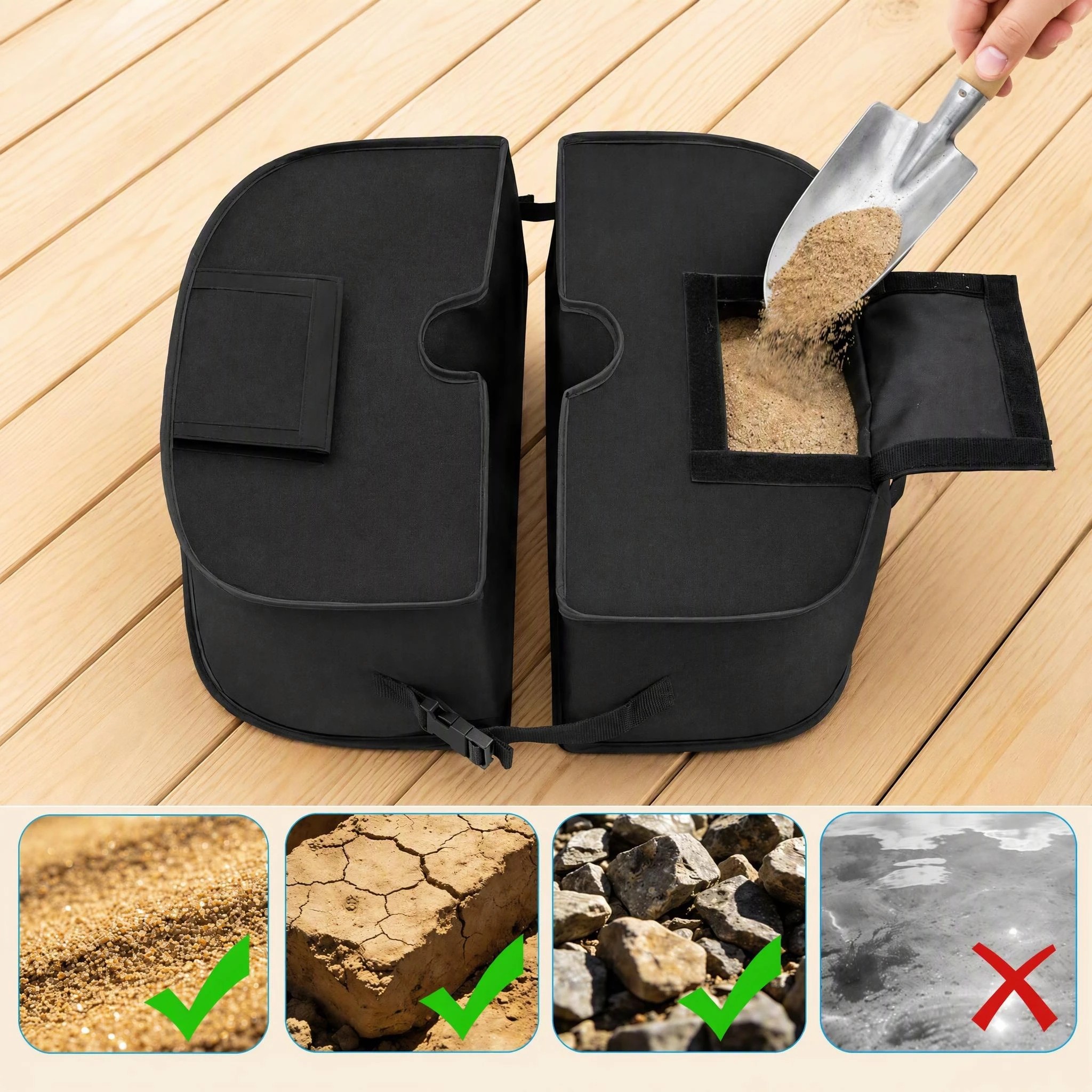2 Costway 40kg Umbrella Base Stand Weight Sandbags 900D Oxford Weatherproof, 2 of 7