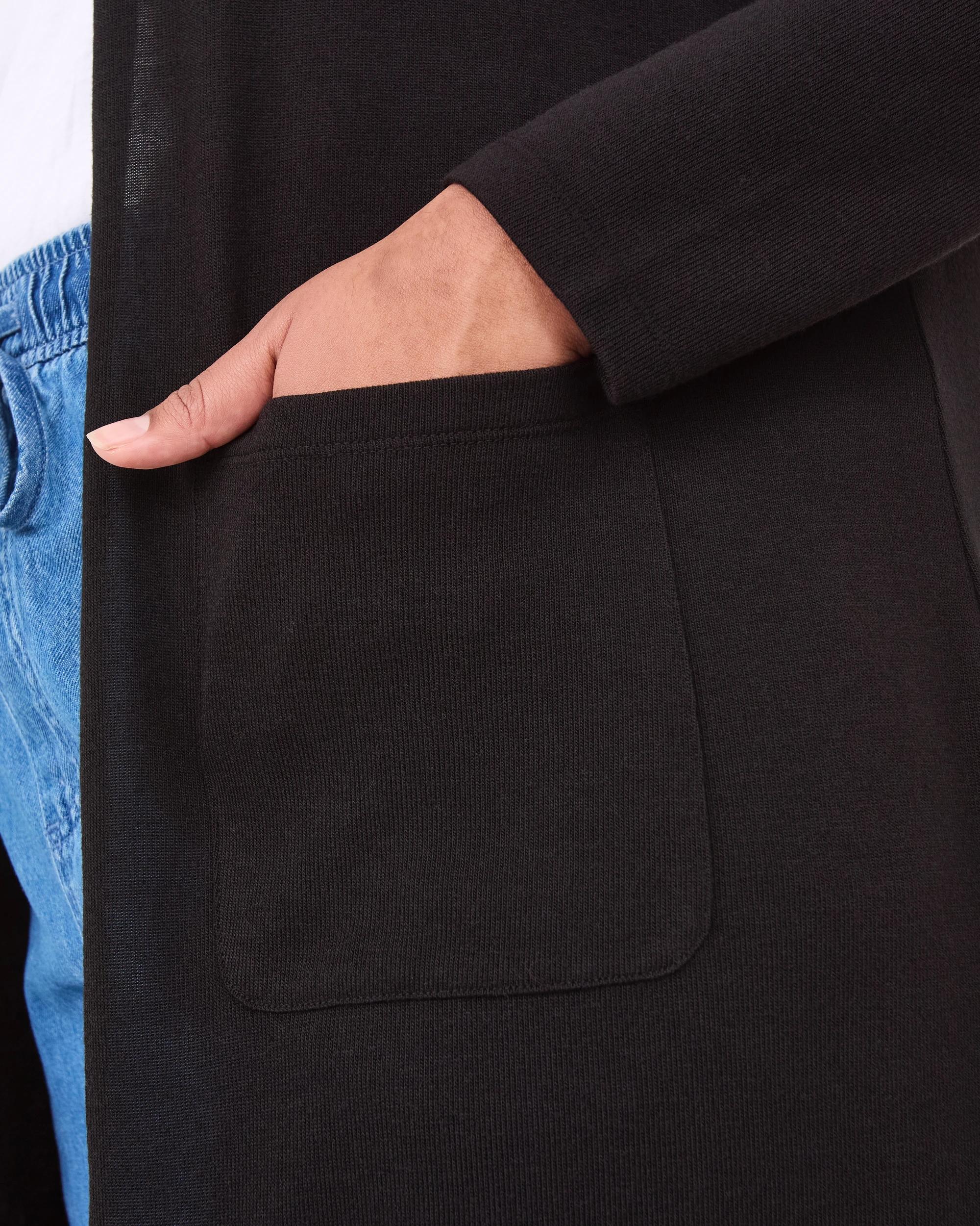 7 Curve Longline Pocket Cardigan Black, 7 of 7