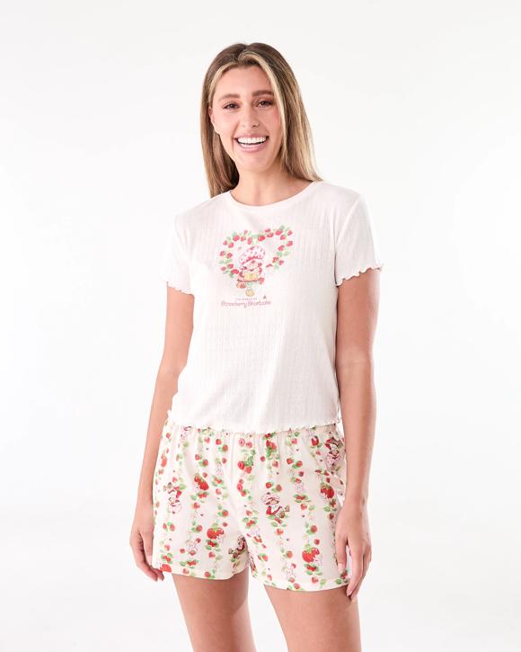 Strawberry Shortcake License Knit Top and Woven Shorts Pyjama Set
