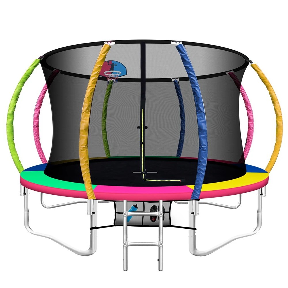 1 Everfit 12FT Trampoline for Kids w/ Ladder Enclosure Safety Net Rebounder - Multi, 1 of 8