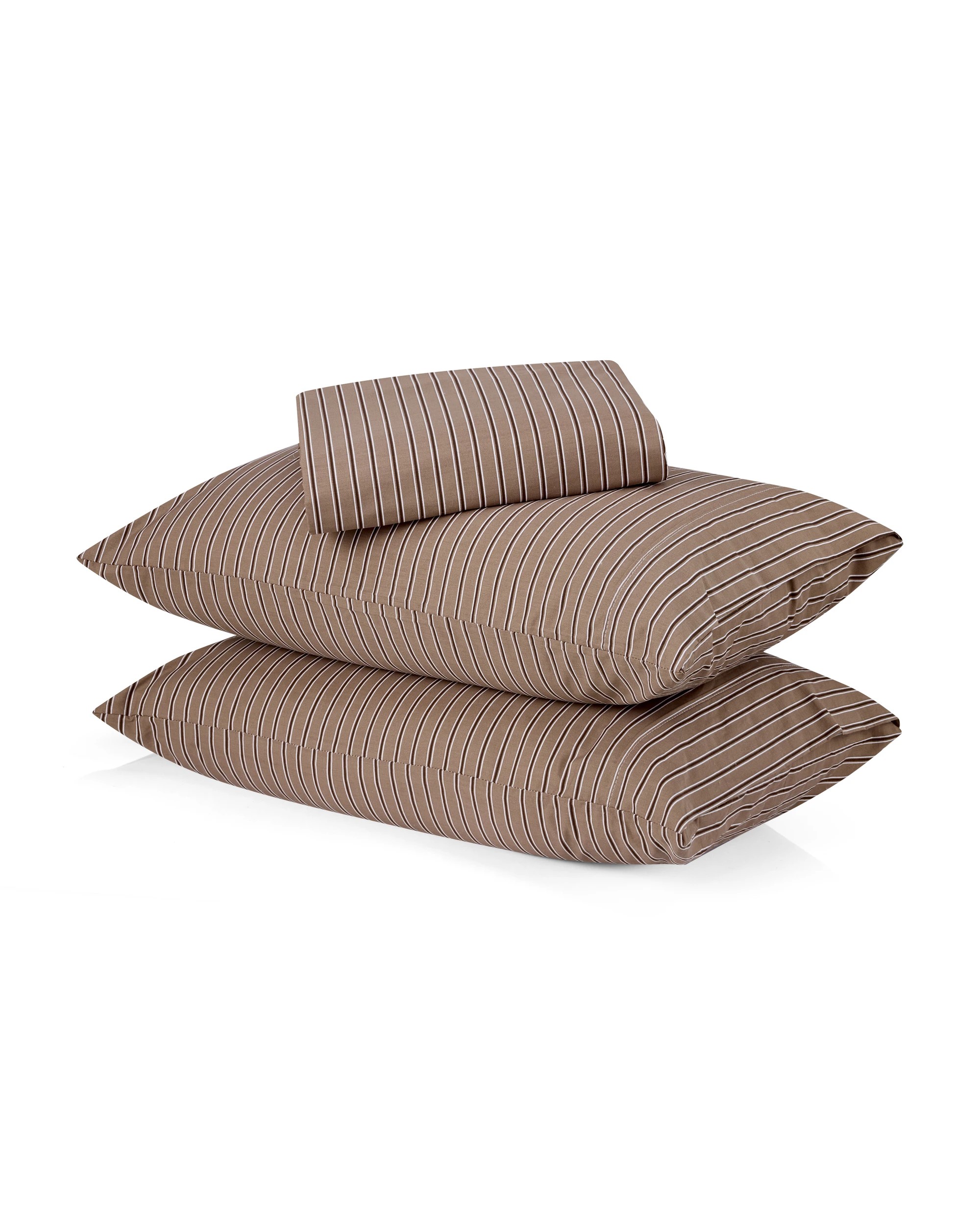 1 250 Thread Count Stripe Cotton Sheet Set - Double Bed, Mocha, 1 of 7