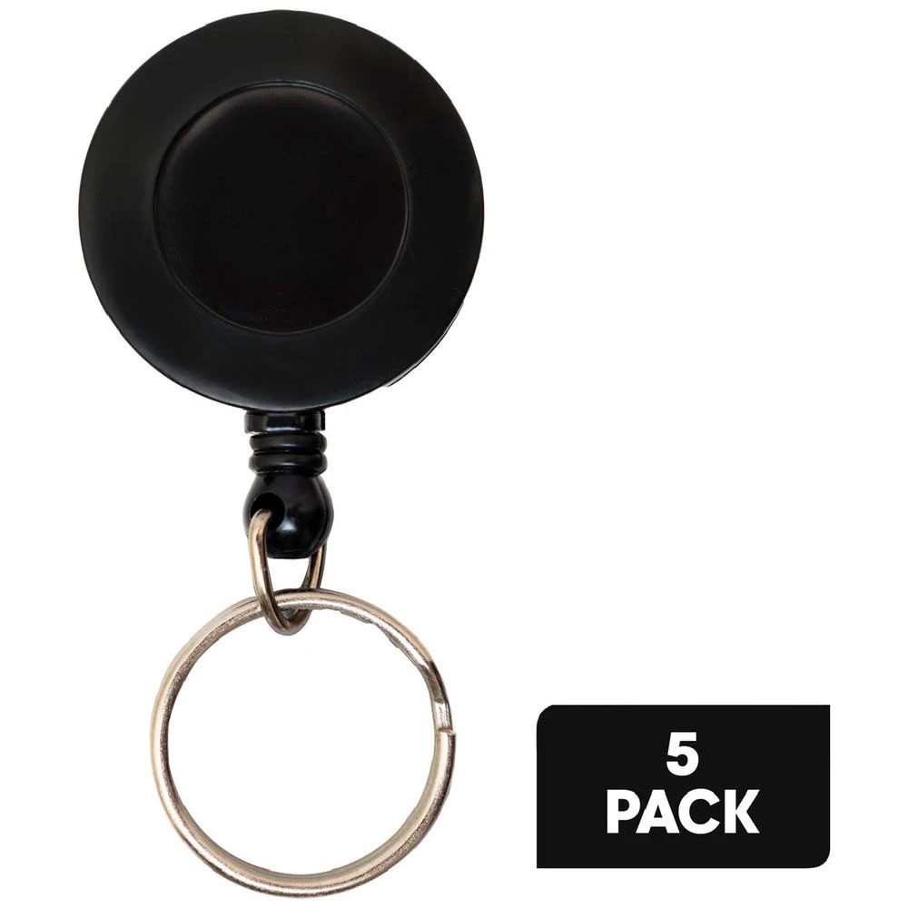 1 J.Burrows Mini Retract Key Reels 5 Pack Black, 1 of 4