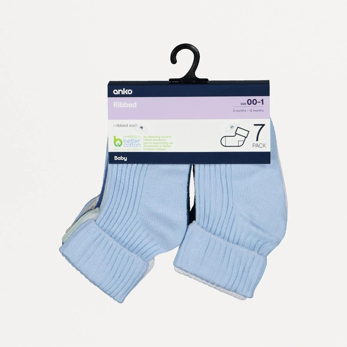 2 7 Pack Ribbed Socks Blue Pack, 2 of 2