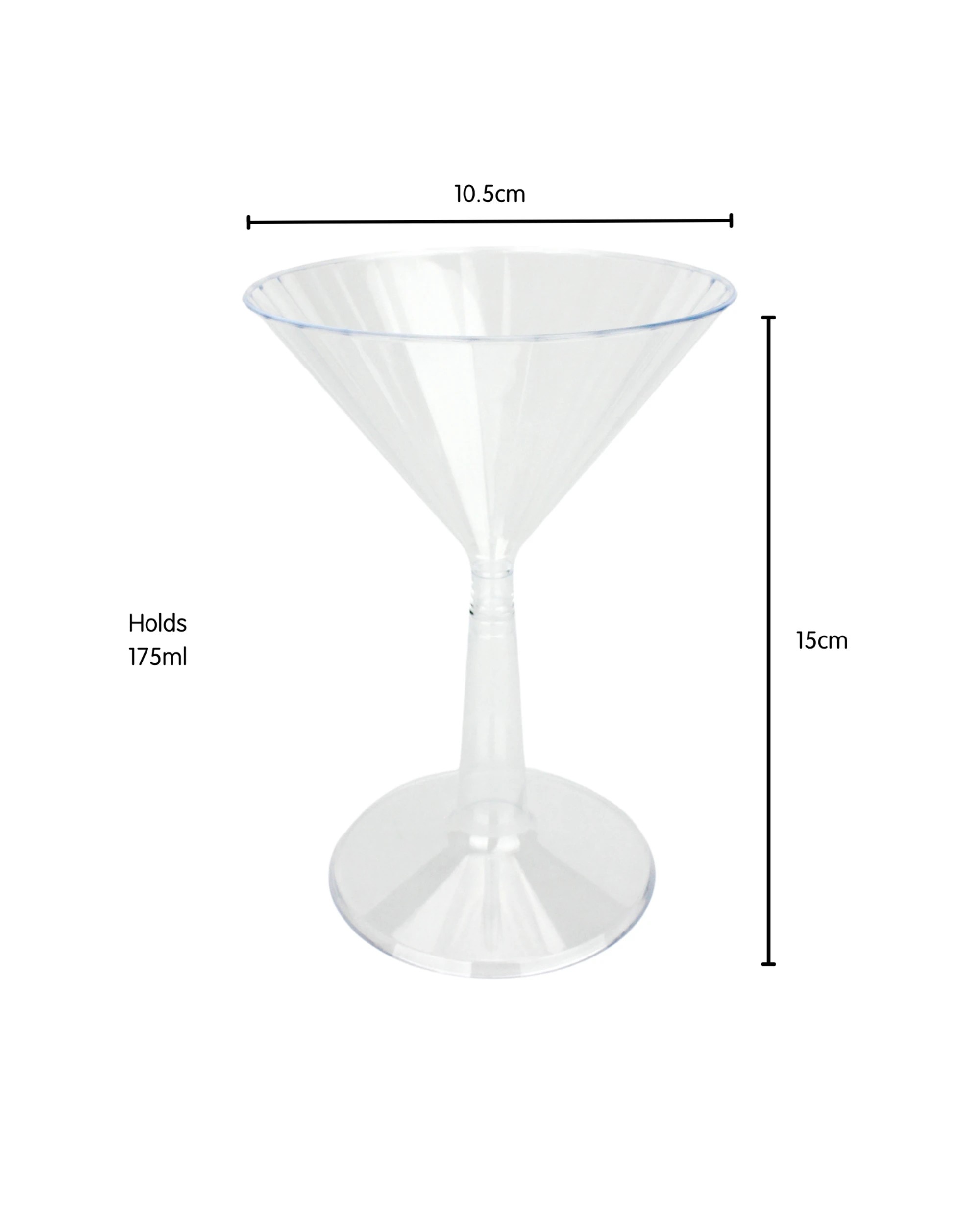 2 Alpen Clear Plastic Ribbed Reusable Martini Glasses 175ml Pack of 12, 2 of 3