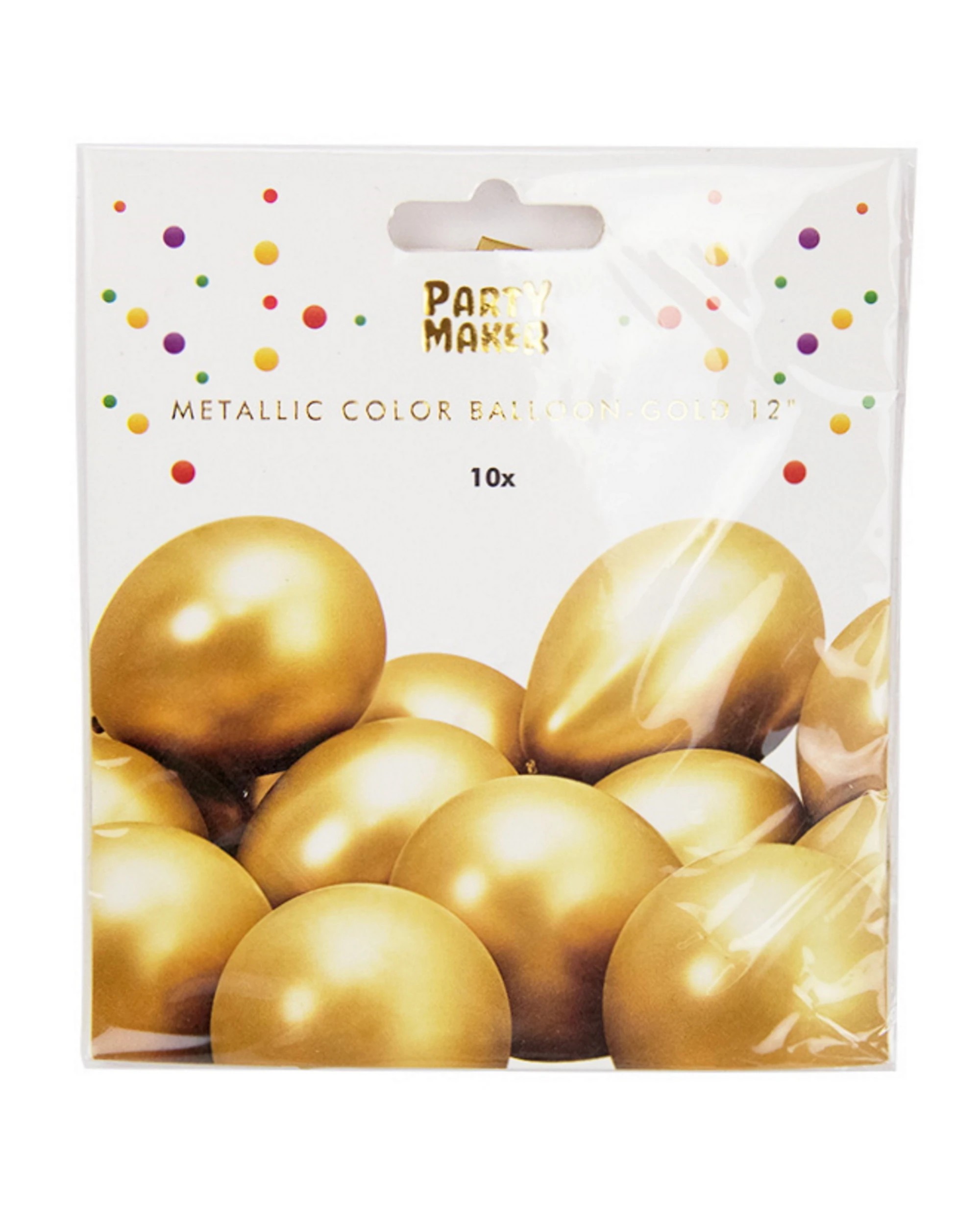 2 Partyrama Chrome Gold Balloons 30cm Round Pack of 10 - Chrome Gold, 2 of 2