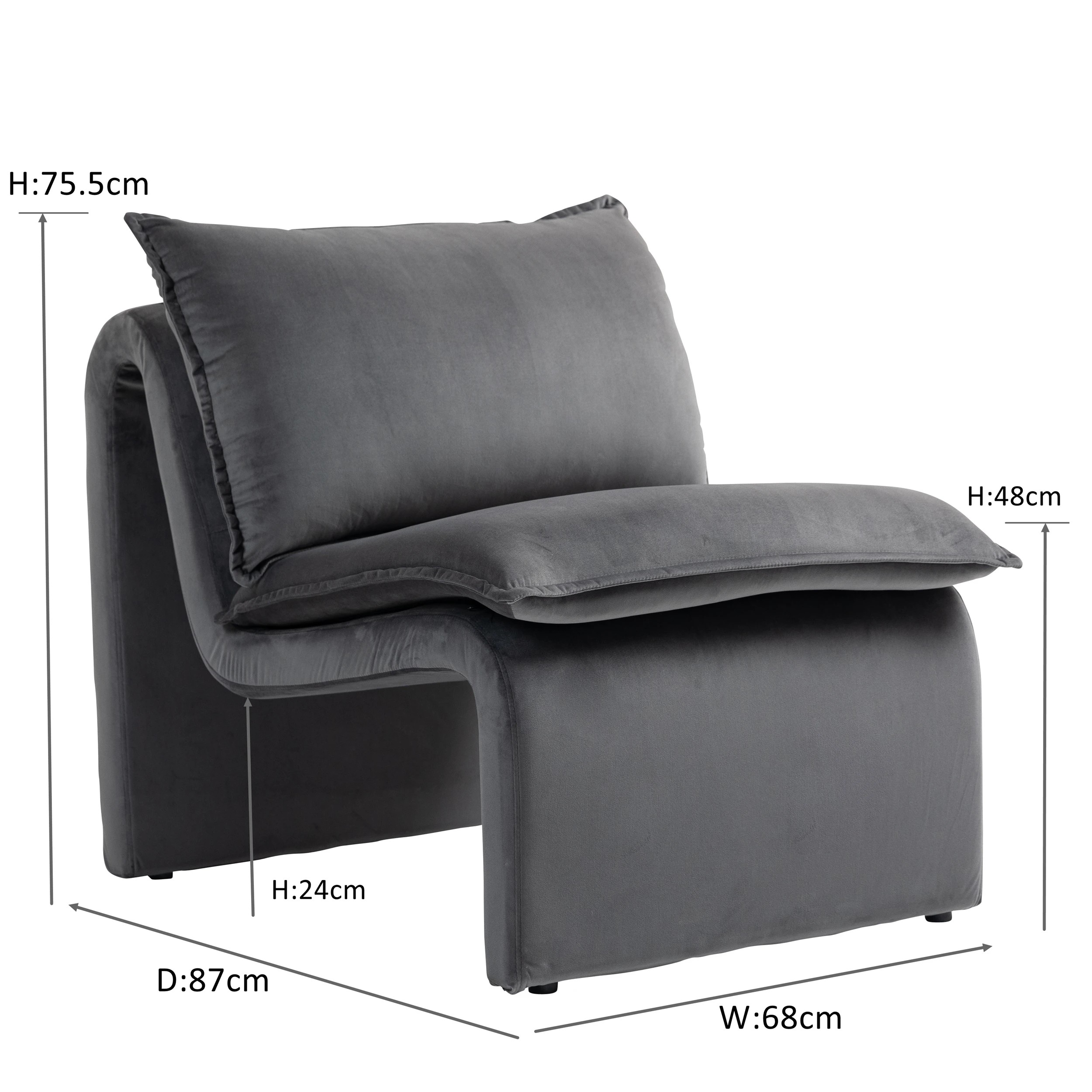 10 IHOMDEC Single Accent Sofa Chair - Grey - Grey, 10 of 10