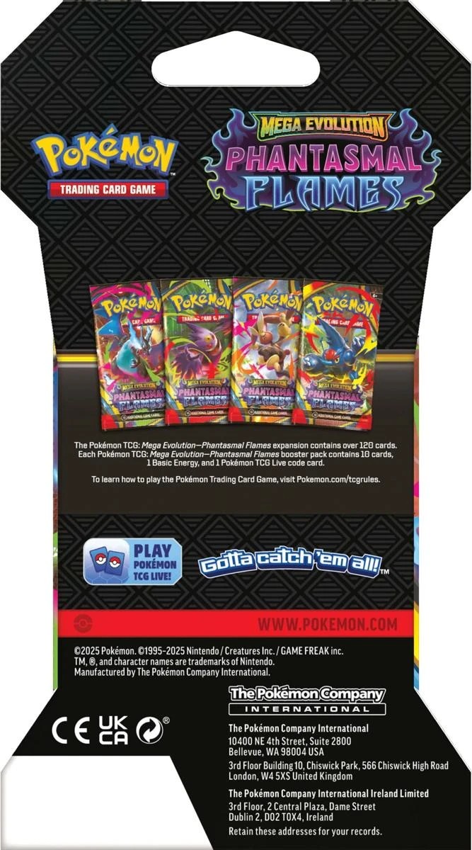 6 Pokemon Trading Card Game: Mega Evolution - Phantasmal Flames Blisters - Assorted, 6 of 6