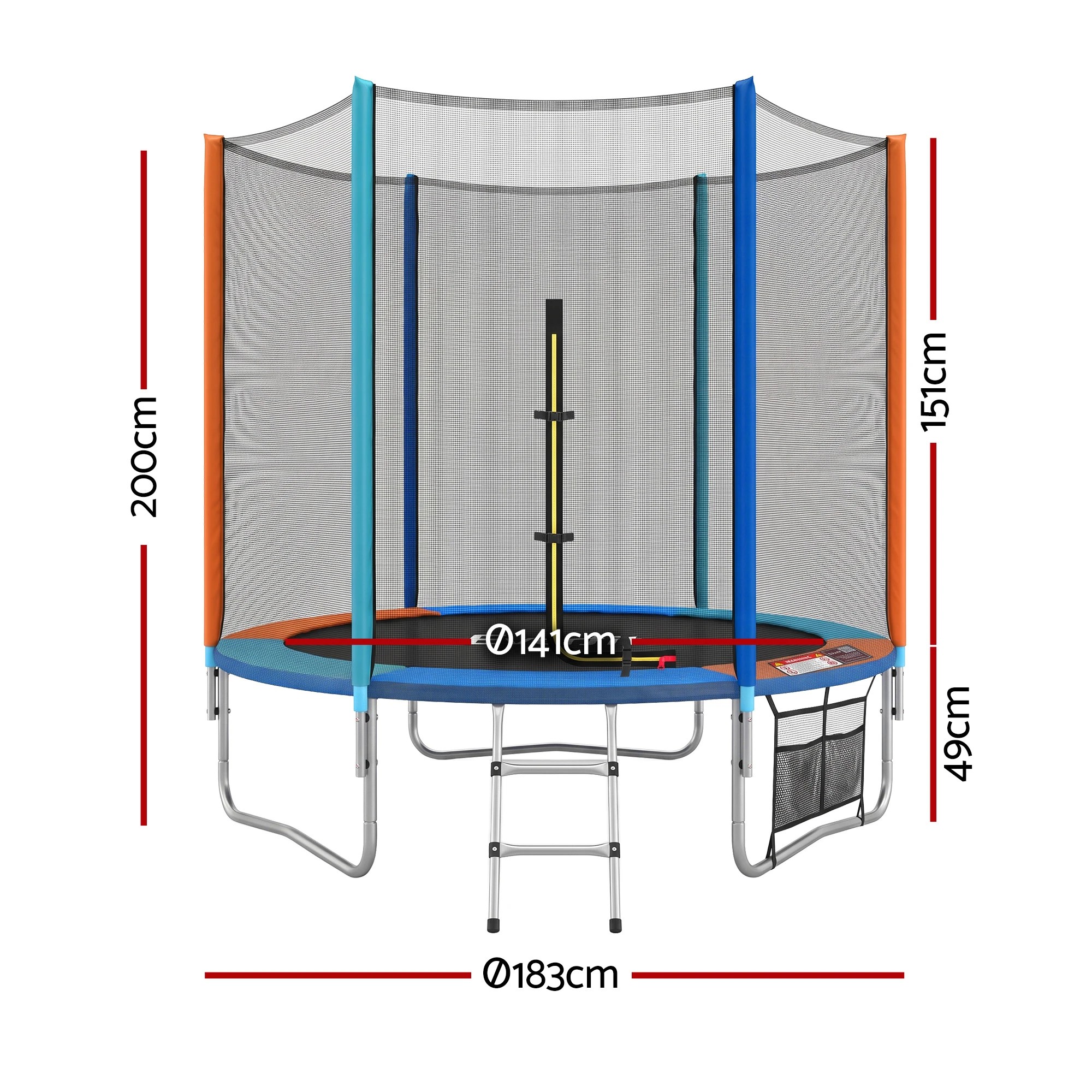 2 Everfit 6FT Kids Trampoline with Enclosure Net Storage Bag 60KG Capacity Outdoor Rebounder - Multi, 2 of 7