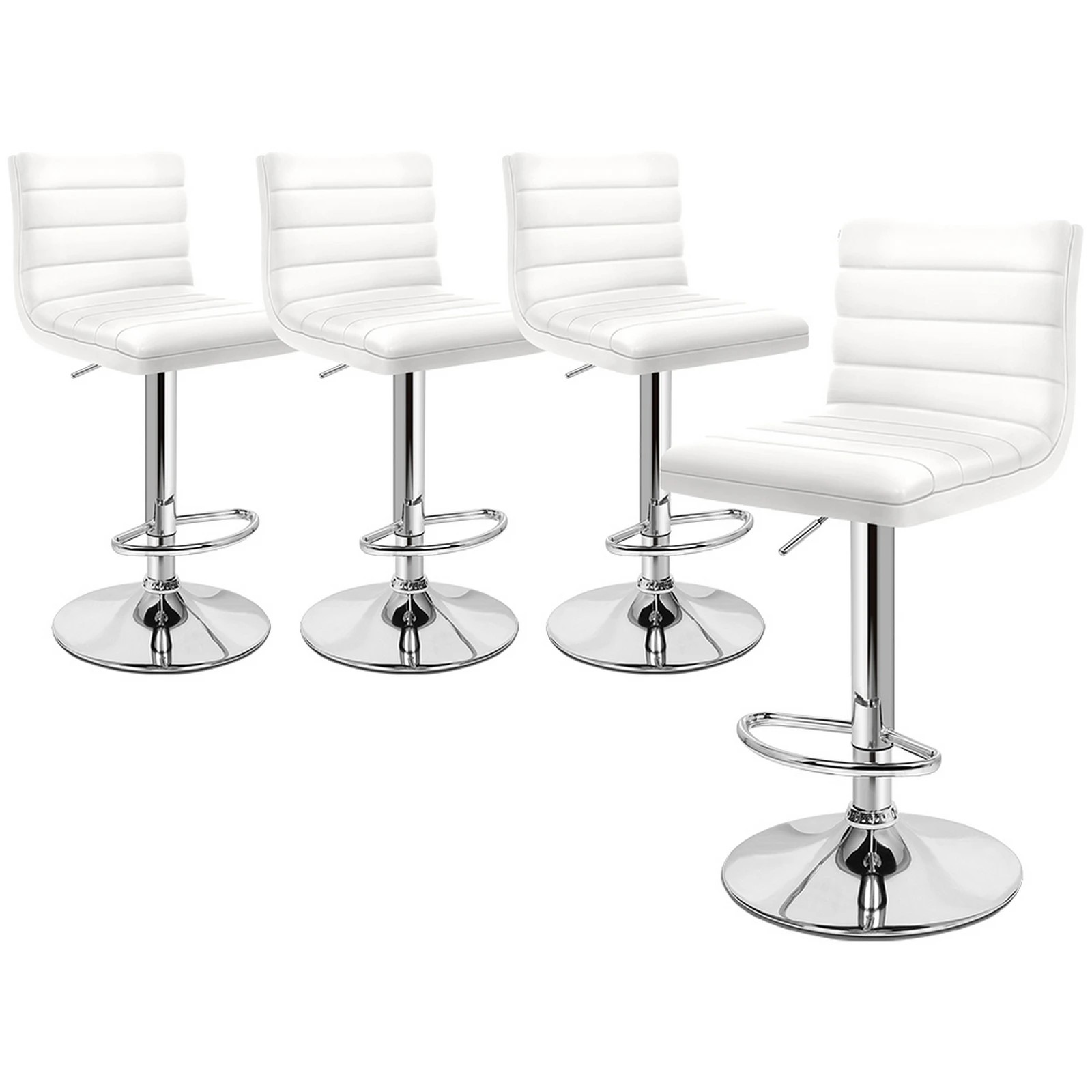 1 Alfordson 4x Bar Stools Ruel Kitchen Swivel Chair Leather Gas Lift - White, 1 of 6
