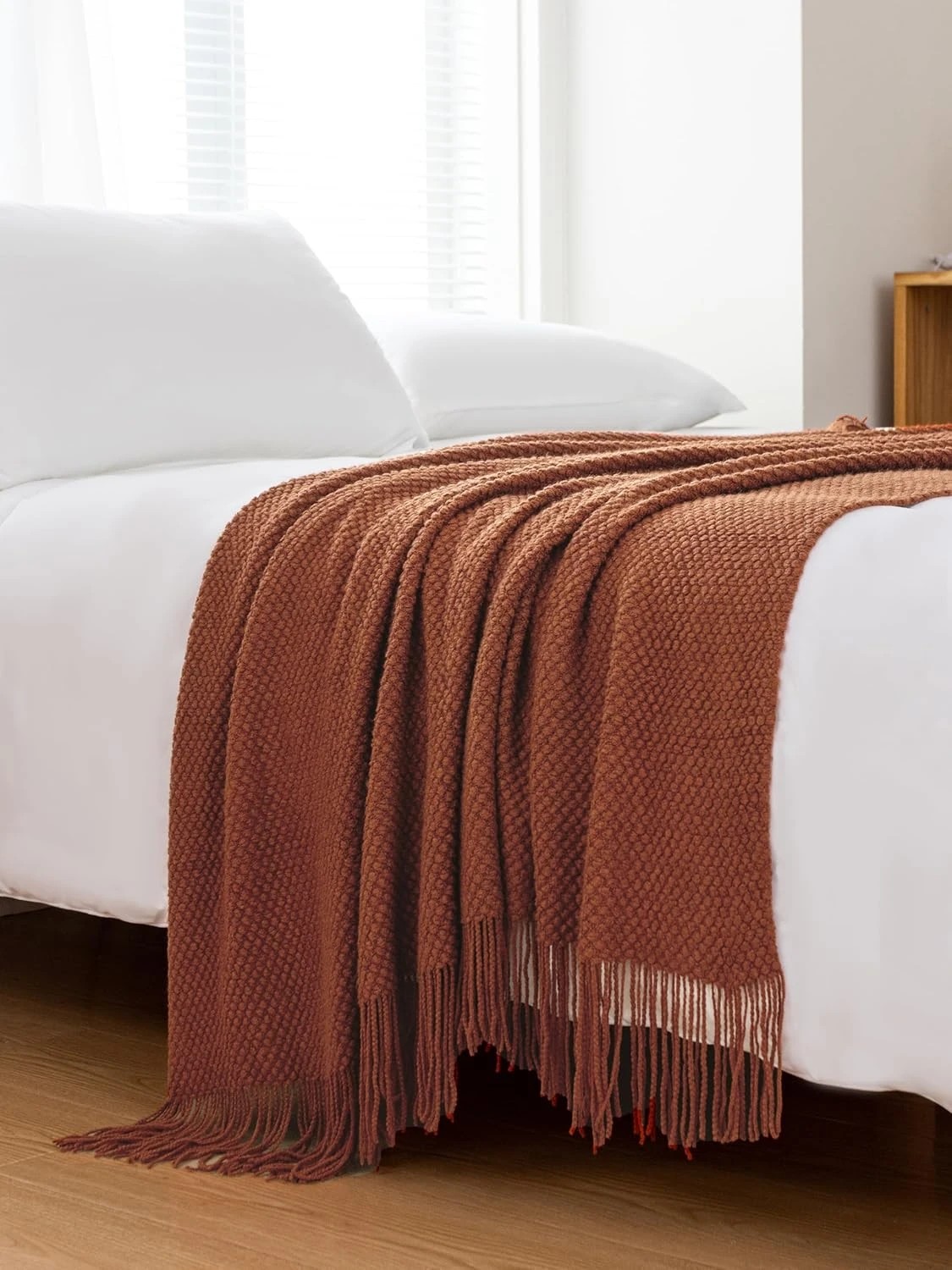 4 Gioia Casa Micro Plush Knitted Throw Blanket Soft Warm Lightweight - Terracotta, 4 of 7