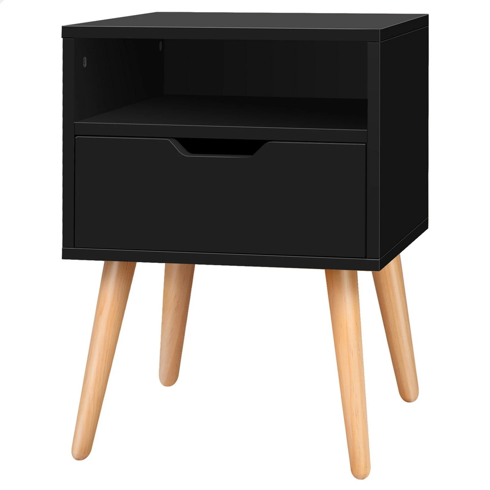 1 Alfordson Bedside Table Nightstand Side Storage Cabinet Scandinavian - Black, 1 of 10