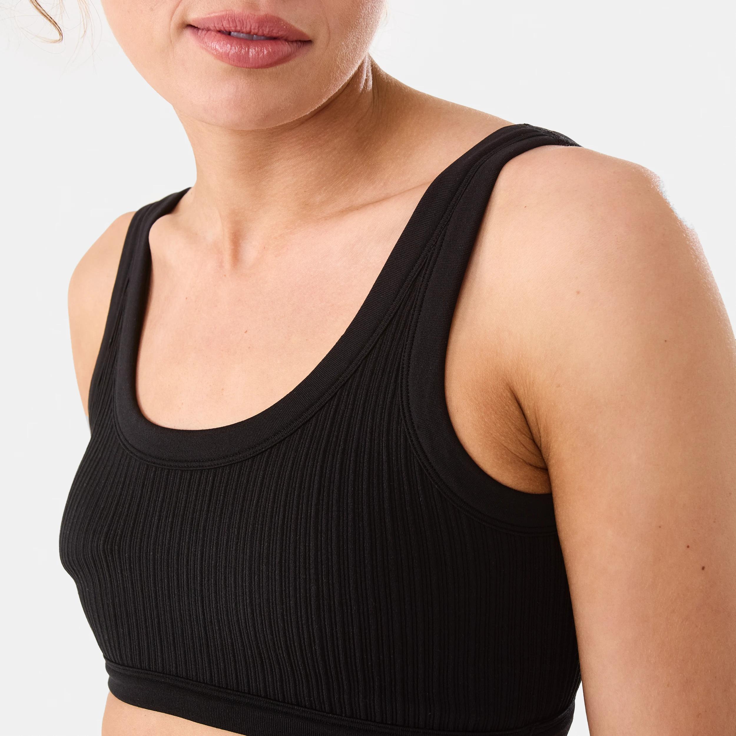 6 Active Womens Seamfree Rib Crop Top BLACK, 6 of 8