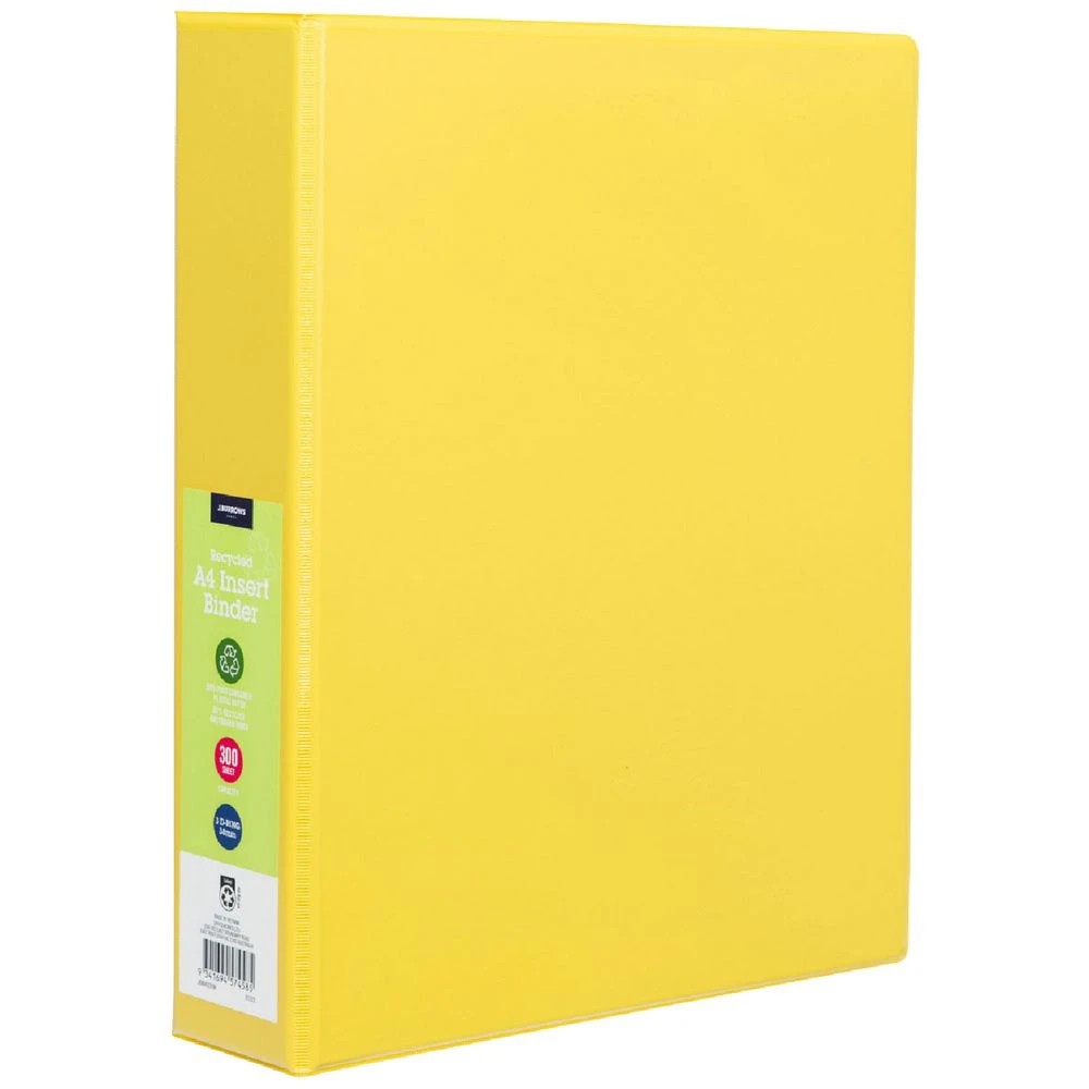 1 J.Burrows Insert Binder A4 3 D-Ring 38mm Yellow, 1 of 6