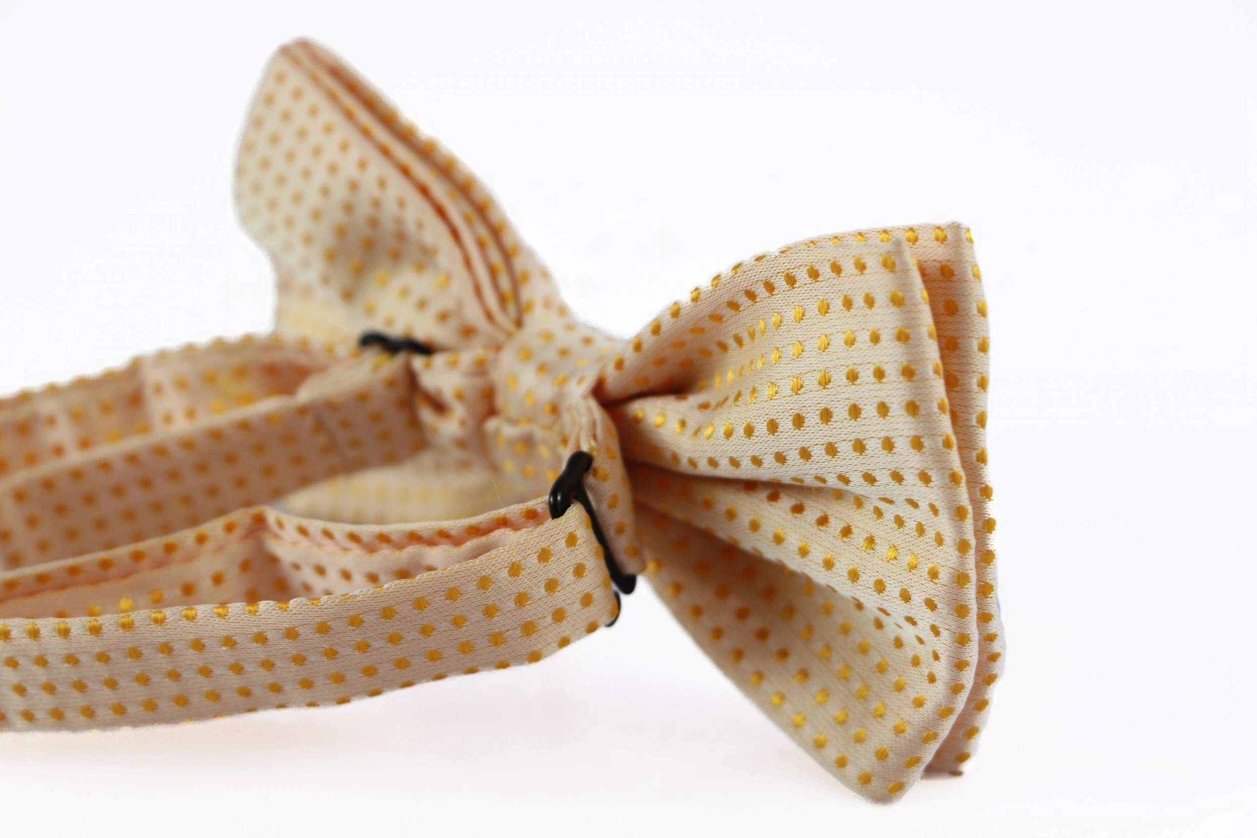3 Zasel Mens Pale Orange Polka Dot Patterned Bow Tie - Orange, 3 of 4