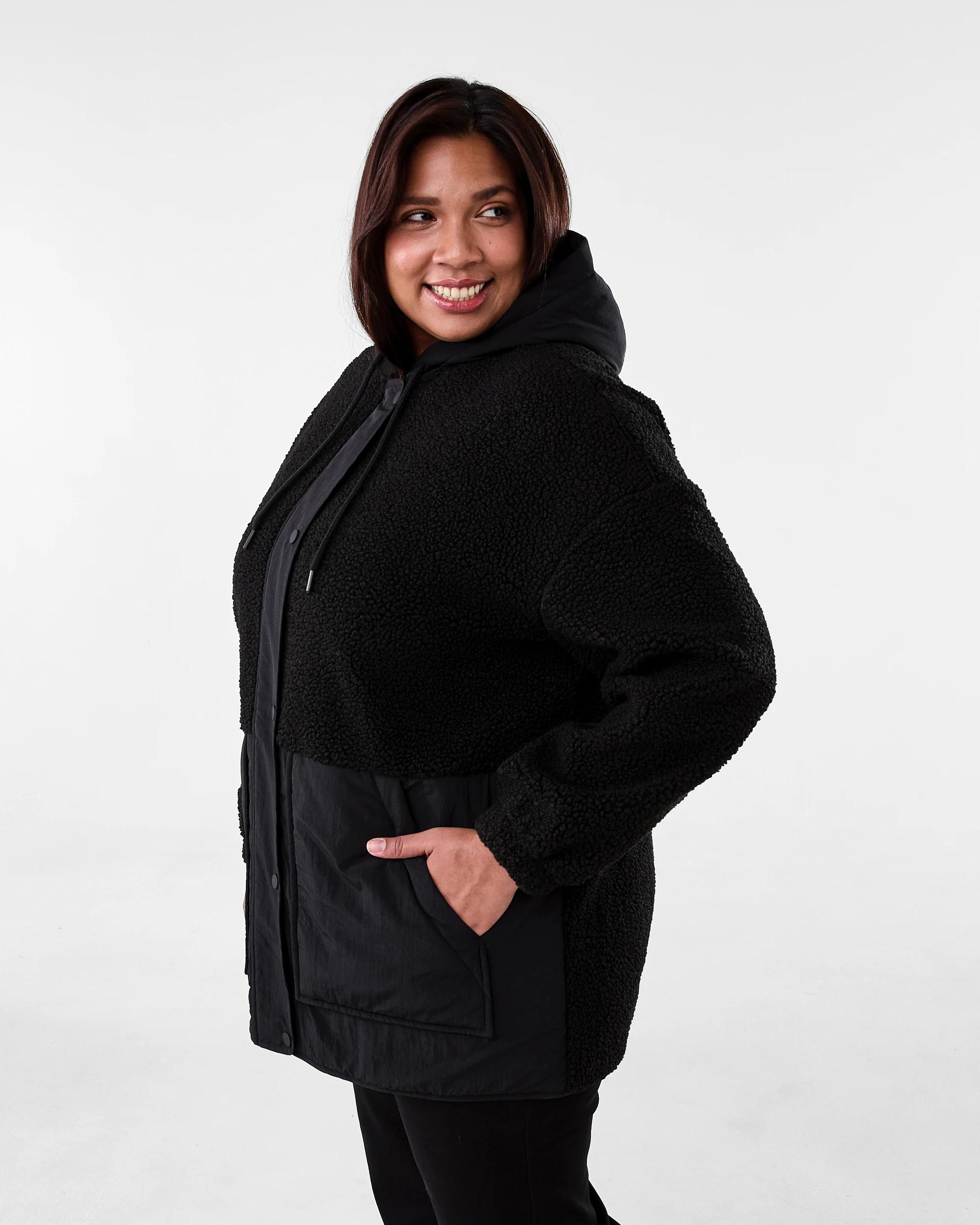 3 Curve Sherpa Jacket Black, 3 of 7