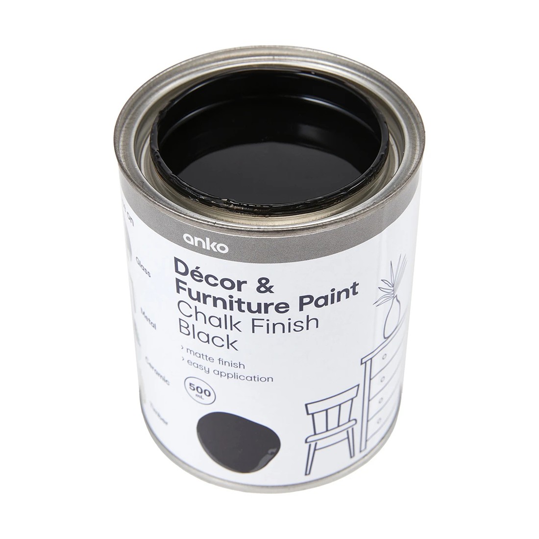 3 Decor & Furniture Paint - Chalk Finish Black, 3 of 5