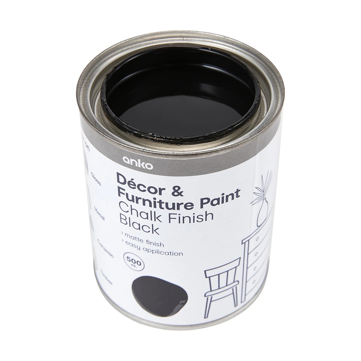 3 Decor & Furniture Paint - Chalk Finish Black, 3 of 5