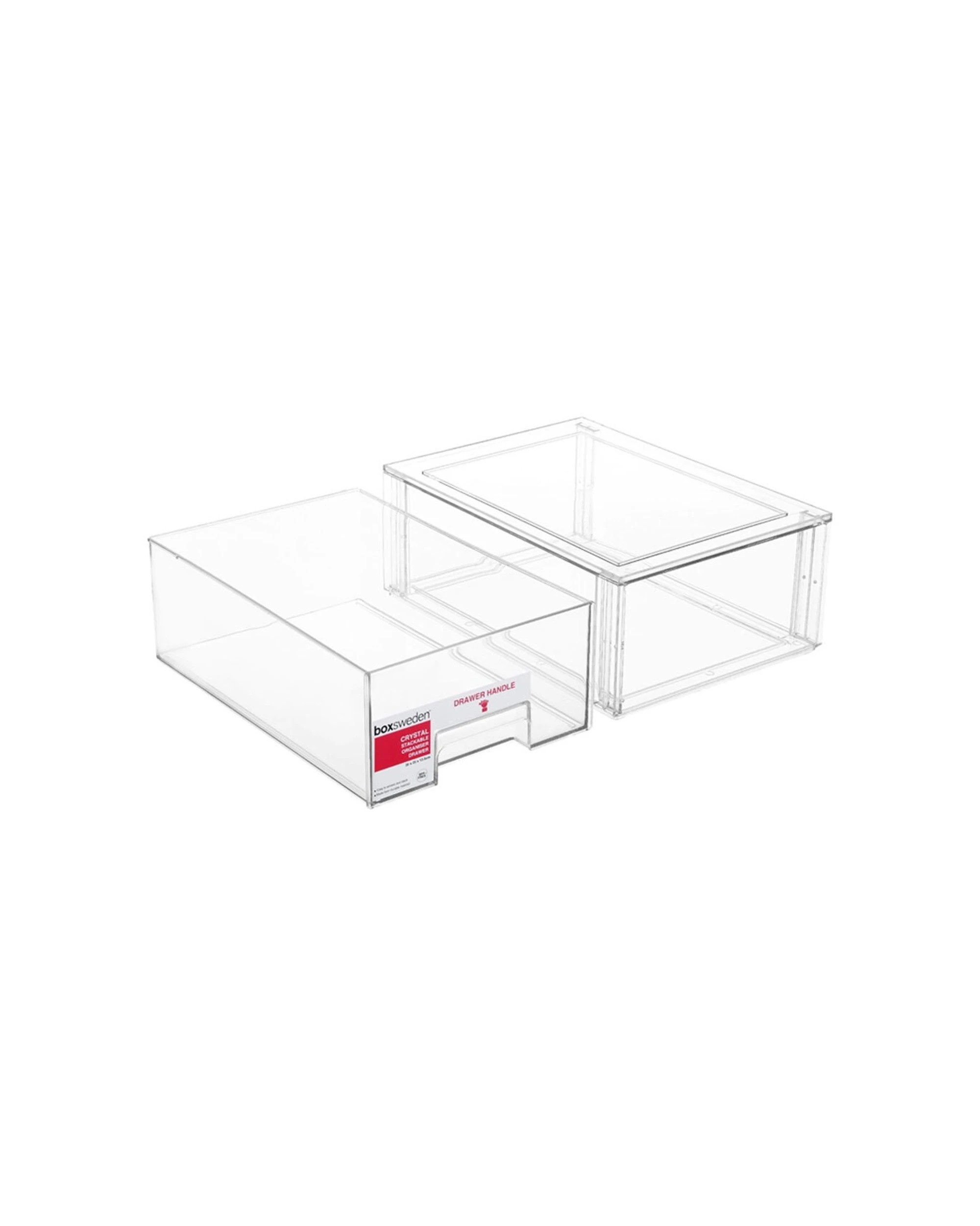 3 Boxsweden Crystal Stackable Organiser Drawer 35cm With Handle Storage Box
 - Clear, 3 of 5