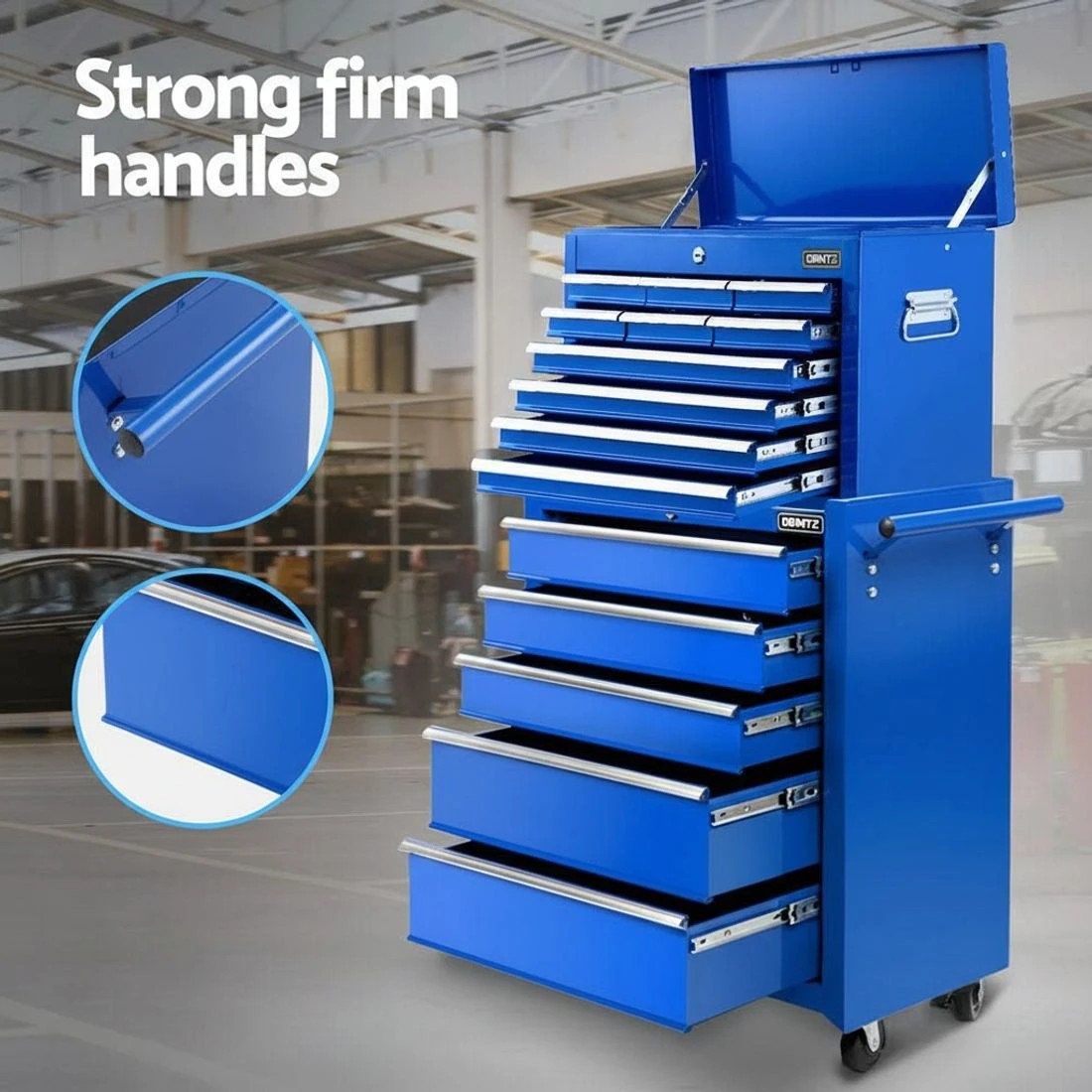 5 Giantz 15 Drawers Tool Chest Trolley Toolbox 2-in-1 Storage - Blue, 5 of 5