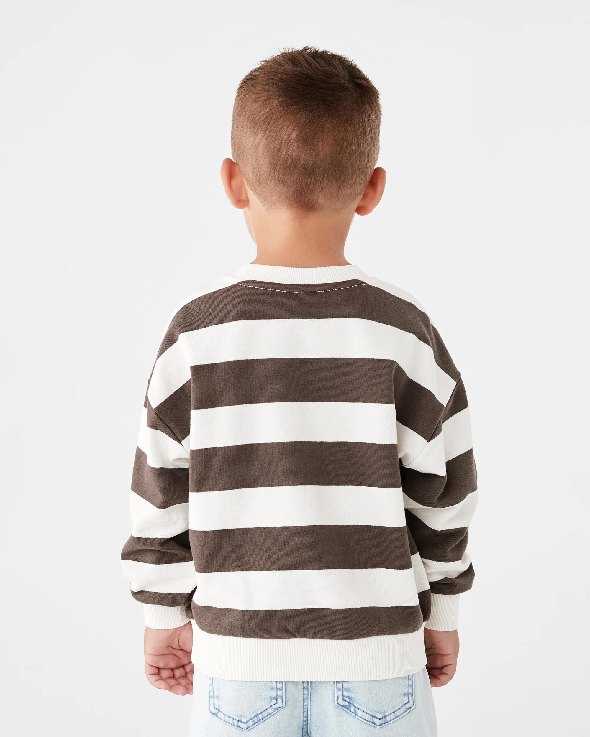 2 Oversized Stripe Crew Neck Sweatshirt Brn Sports, 2 of 7