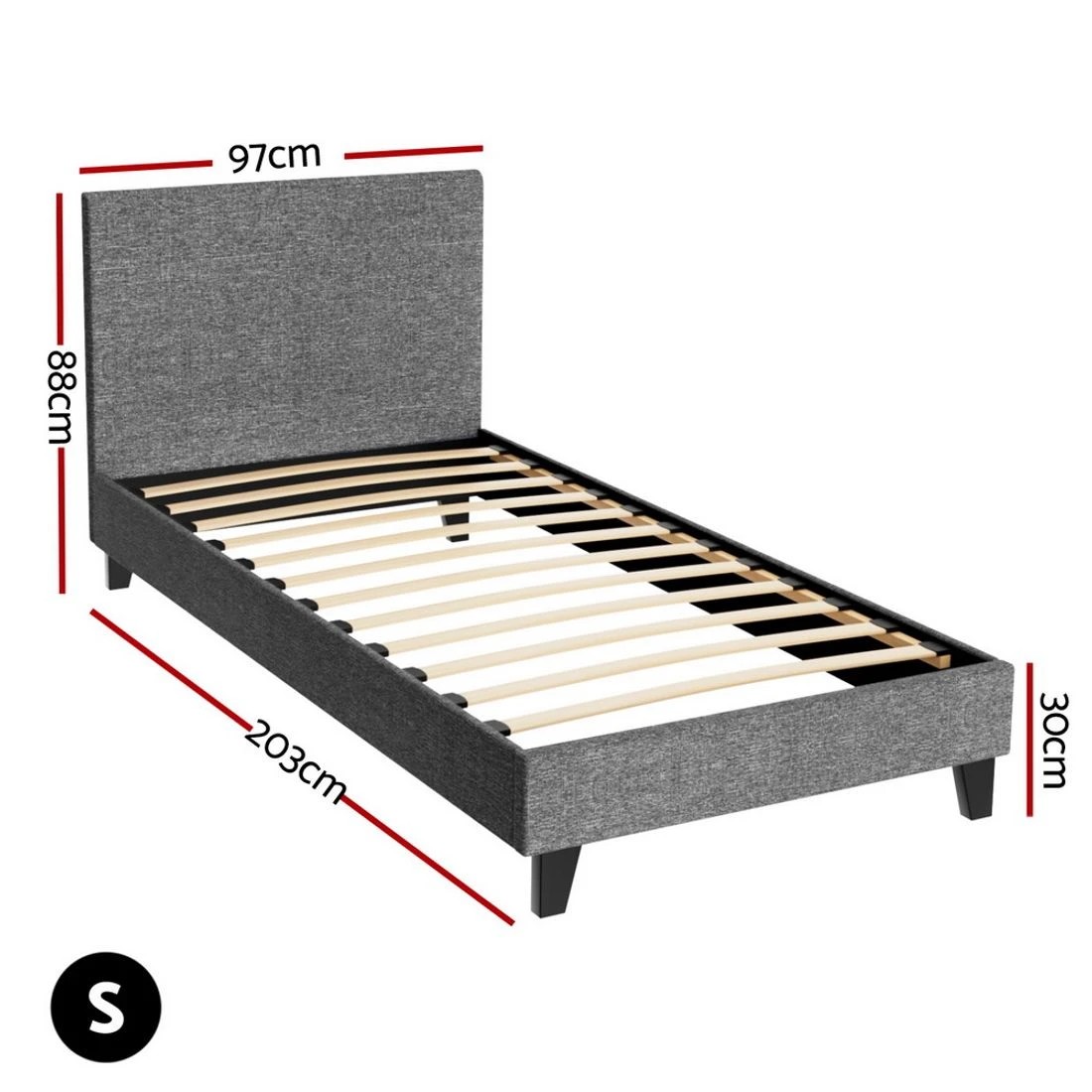 2 Artiss Bed Frame Single Size  NEO - Grey, 2 of 6