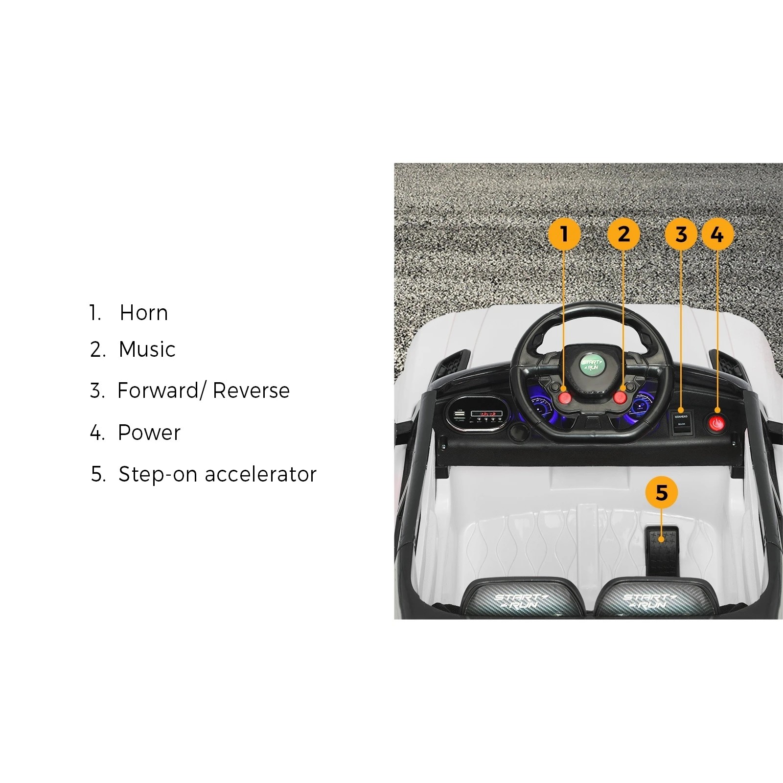 5 Mazam Kids Ride On Car 12v Electric Remote Vehicle Toy Cars Gift Mp3 Led Light
 - White, 5 of 10