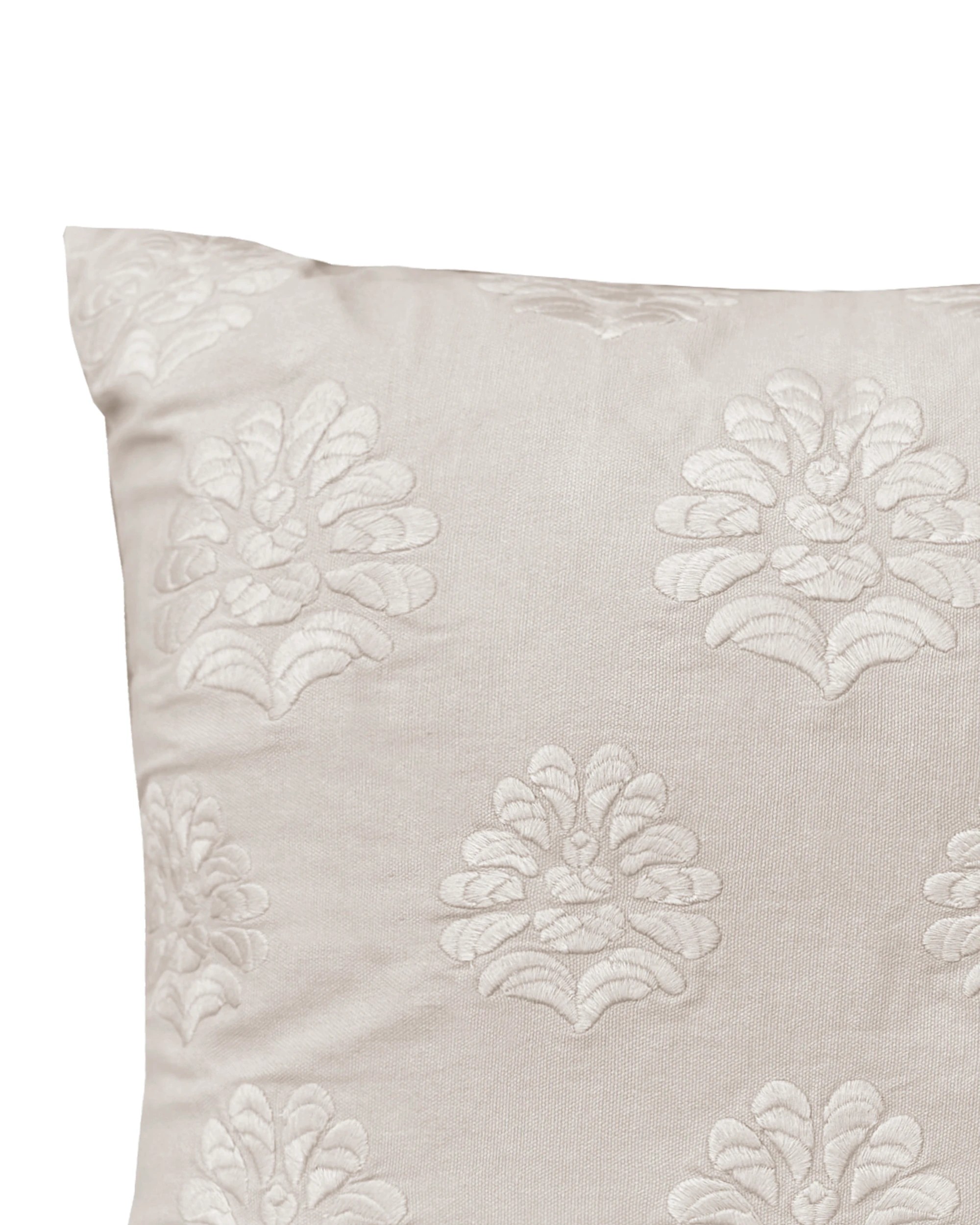 3 Bambury Cora Embroidered Floral Square Cushion Pebble - Natural, 3 of 3